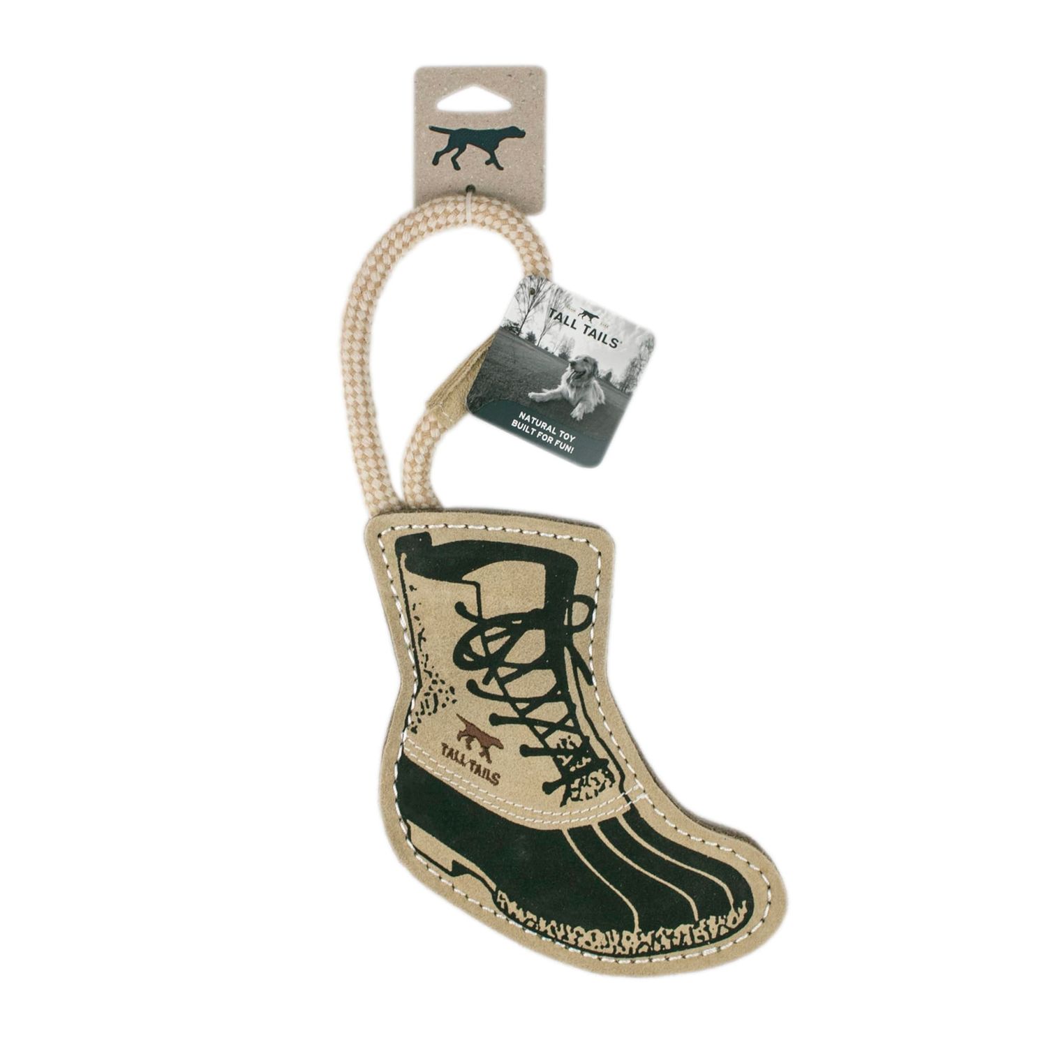 Tatll Tails Natural Leather Boot Tug Toy for Dogs