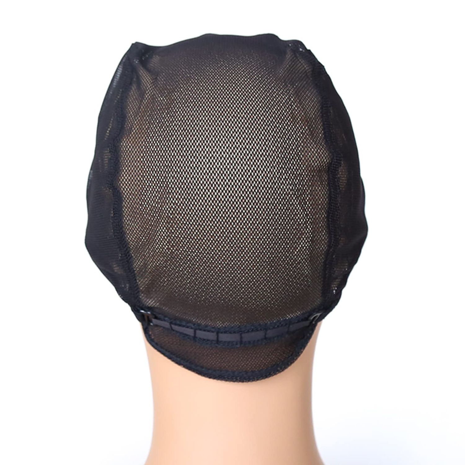 BTWTRY Stretch Wig Caps for Making Wigs Adjustable Weft Wig Cap 2Pieces Lot Black Color Mesh Weaving Wig Cap (Weaving Cap-Black)