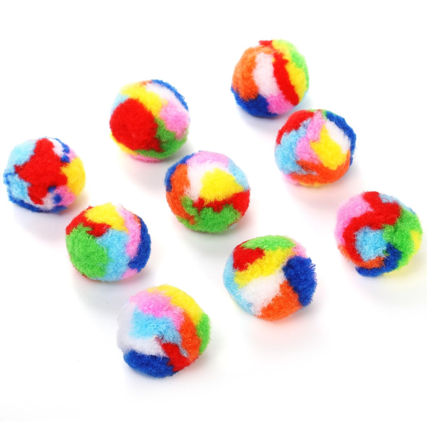 Nicunom 60 PCS Soft Pom Pom Balls for Kittens, 1.7" Catnip Furry Cat Toys Ball Bulk, Quiet Cats Pom Pom Toy Balls Cat's Favorite Chase Ball for Kitten Interactive Playing and Training