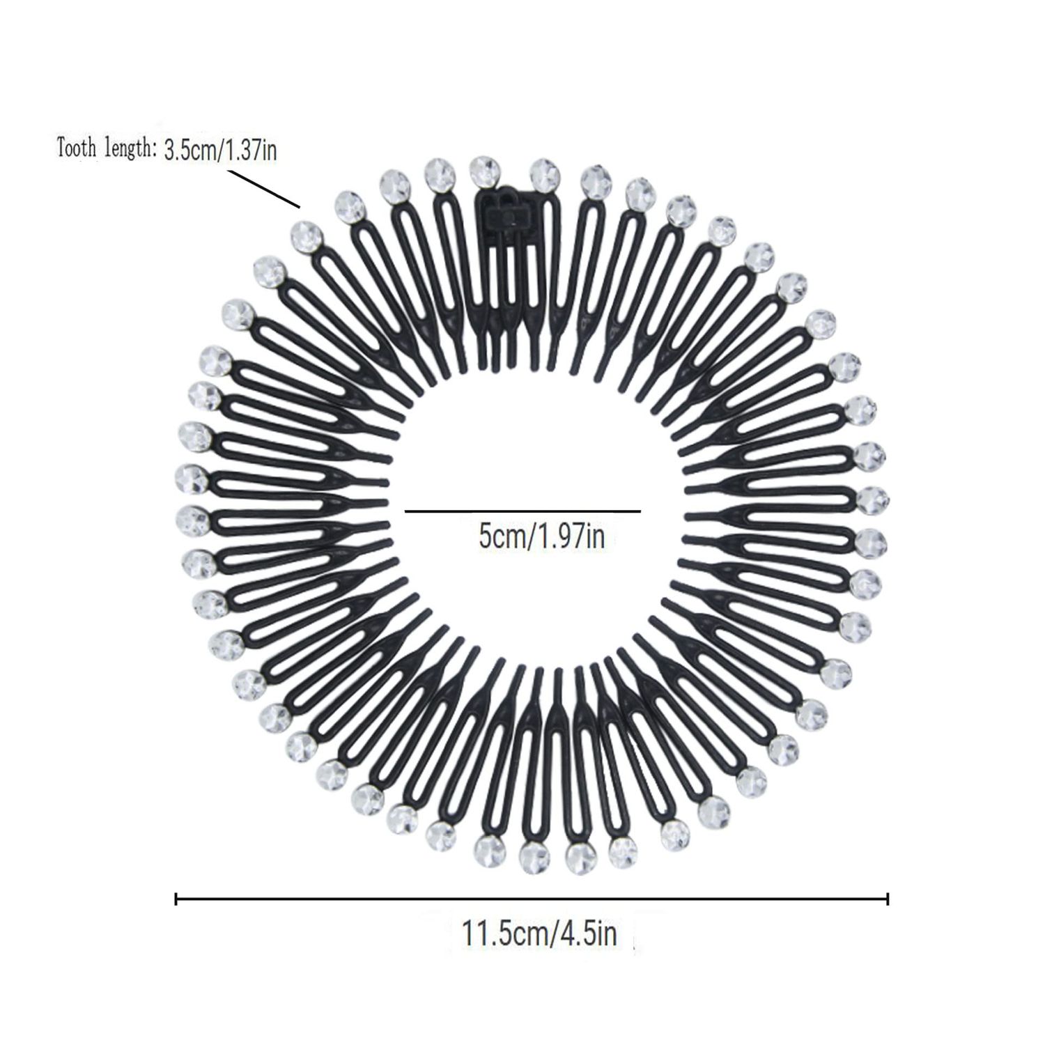 Suoirblss 10PCS Stretch Flexible Hair Combs Headband Tooth Headband Hoop Fashion Stretchy Circle Flexible Comb Teeth Headband Hair Clips Women's Lady (Brown)