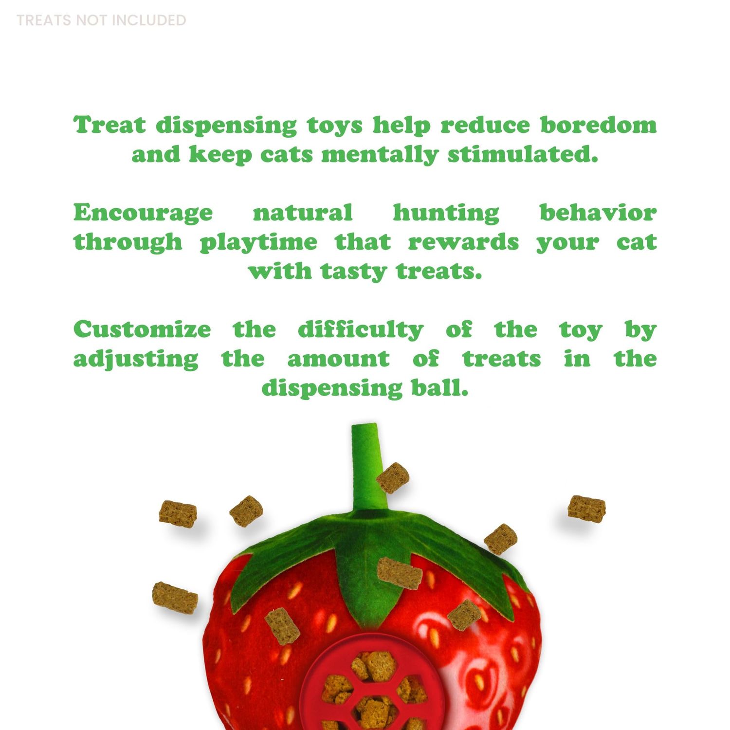 Meowijuana | Knock N' Nibble Strawberry | Refillable Treat Dispensing Toy | Promotes Play and Cat Health