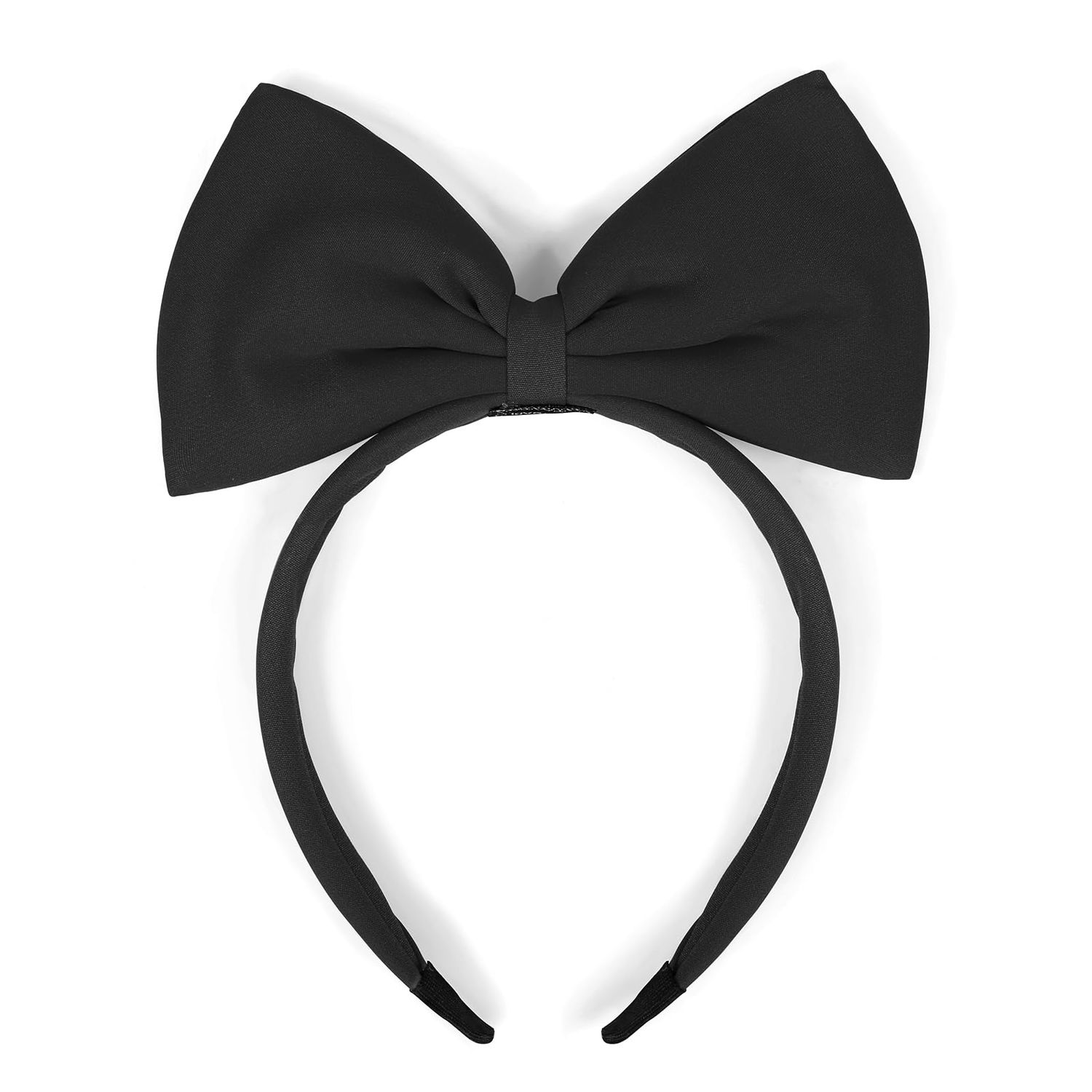Huachi Black Bow Headband for Women Girls, Cute Big Bow Headbands Cosplay Costume Hair Accessories, Halloween Christmas Festivals Headdress Headpiece Adults Kids Party Decoration