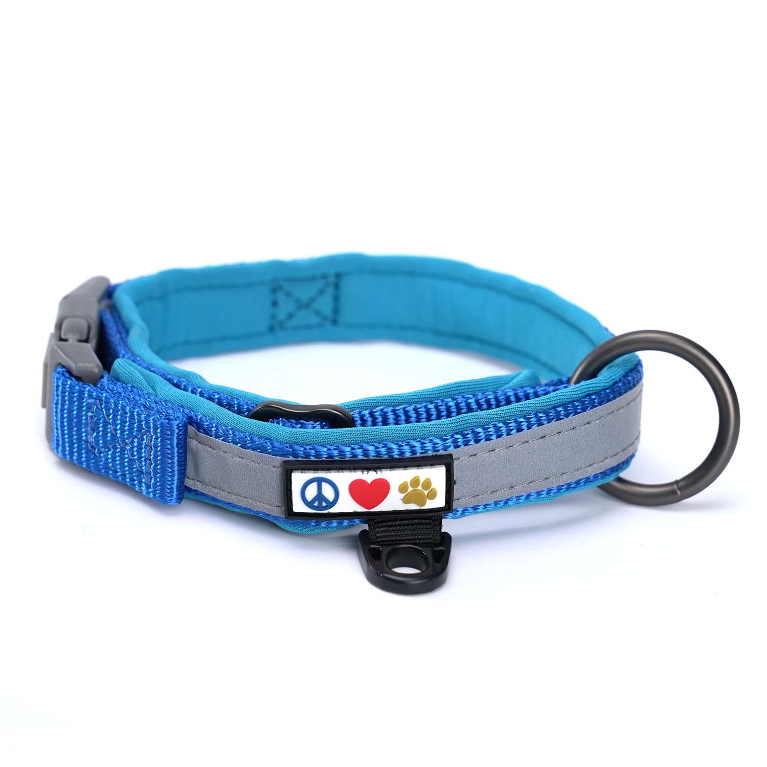 Pawtitas Lumberjack Padded Martingale Collar for Dogs | Soft Neoprene Dog Collar for Your pet's Comfort Made with Reflective Band for Maximum Visibility | Fits Small and Large Pets - Large Blue