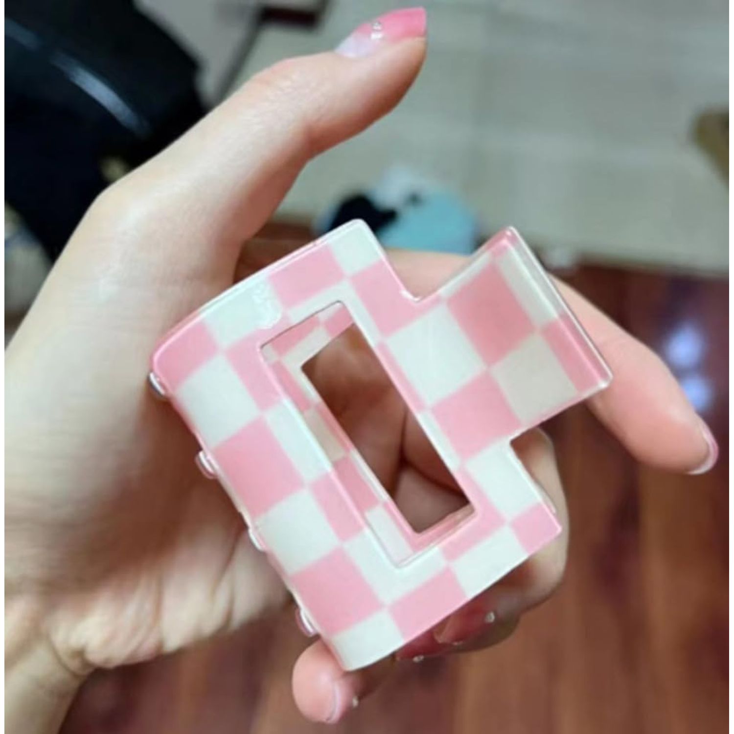 4 Pack Checkered Hair Claw Clips, BetterJonny Square Medium Checker Barrettes Cute Hair Claw Hair Clips Hair Accessories for Thick Thin Hair for Women Girls