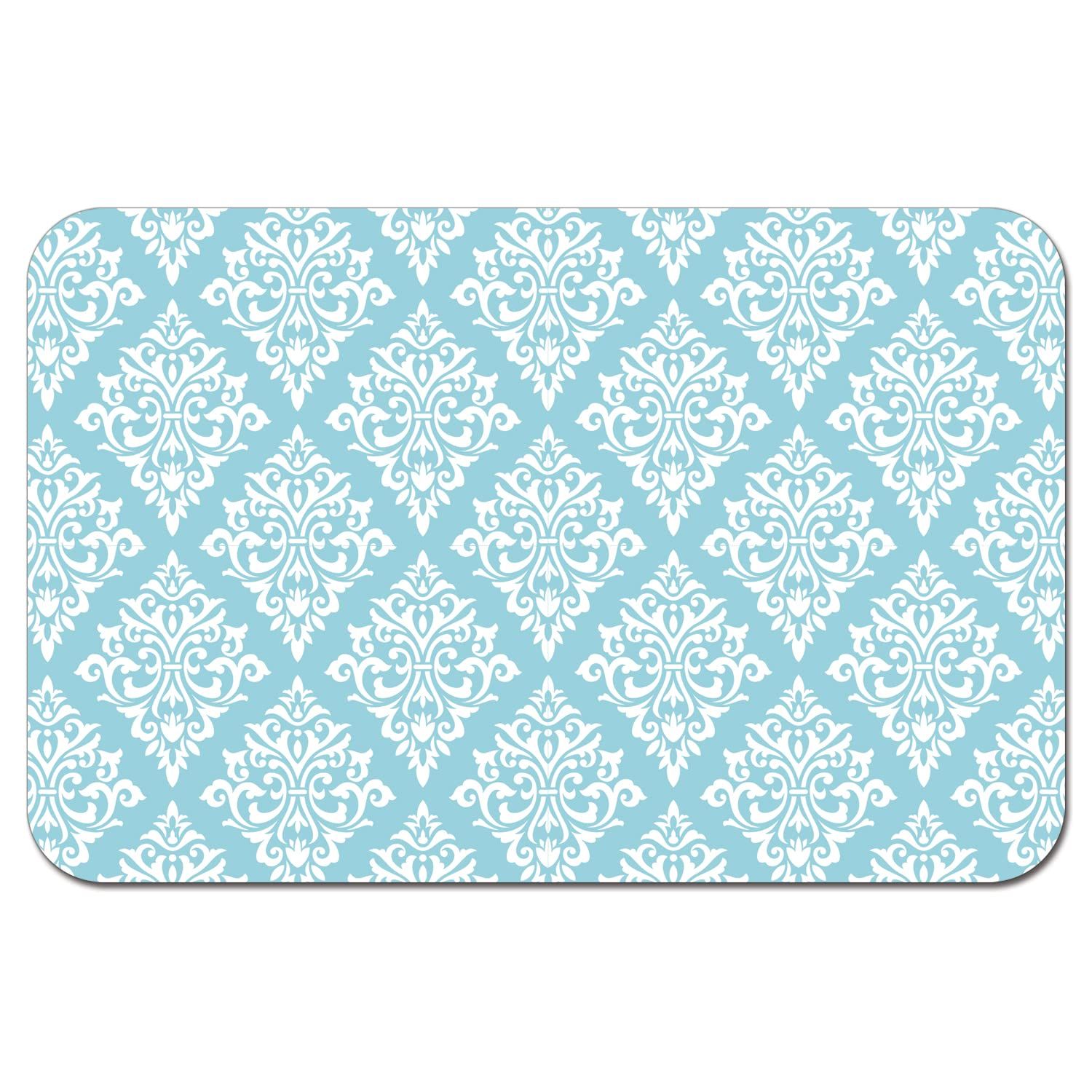 CounterArt Damask Easy Care Waterproof Pet Placemat 17.13” x 11.25” Made in The USA of BPA Free Plastic, Safe for Pets, Protects Floors from Cat & Dog Bowls