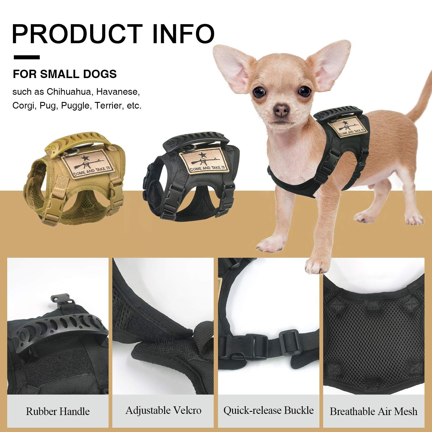 SALFSE Tactical Dog Training Harness Outdoor Working Vest Adjustable Military MOLLE Dog Vest Harness with Rubber Handle