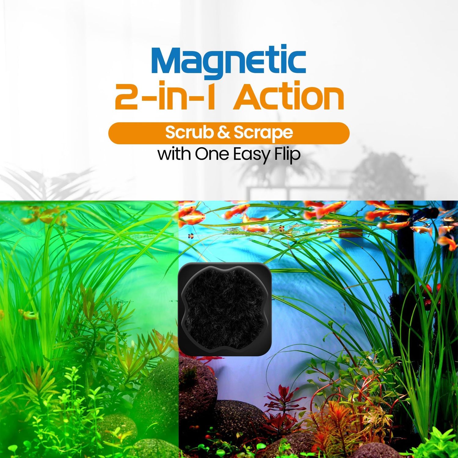 FL!PPER Pico Aquarium Glass Cleaner - Magnetic Fish Tank Cleaner, Scrubber & Scraper, Algae Remover, Aquarium Cleaning Tools