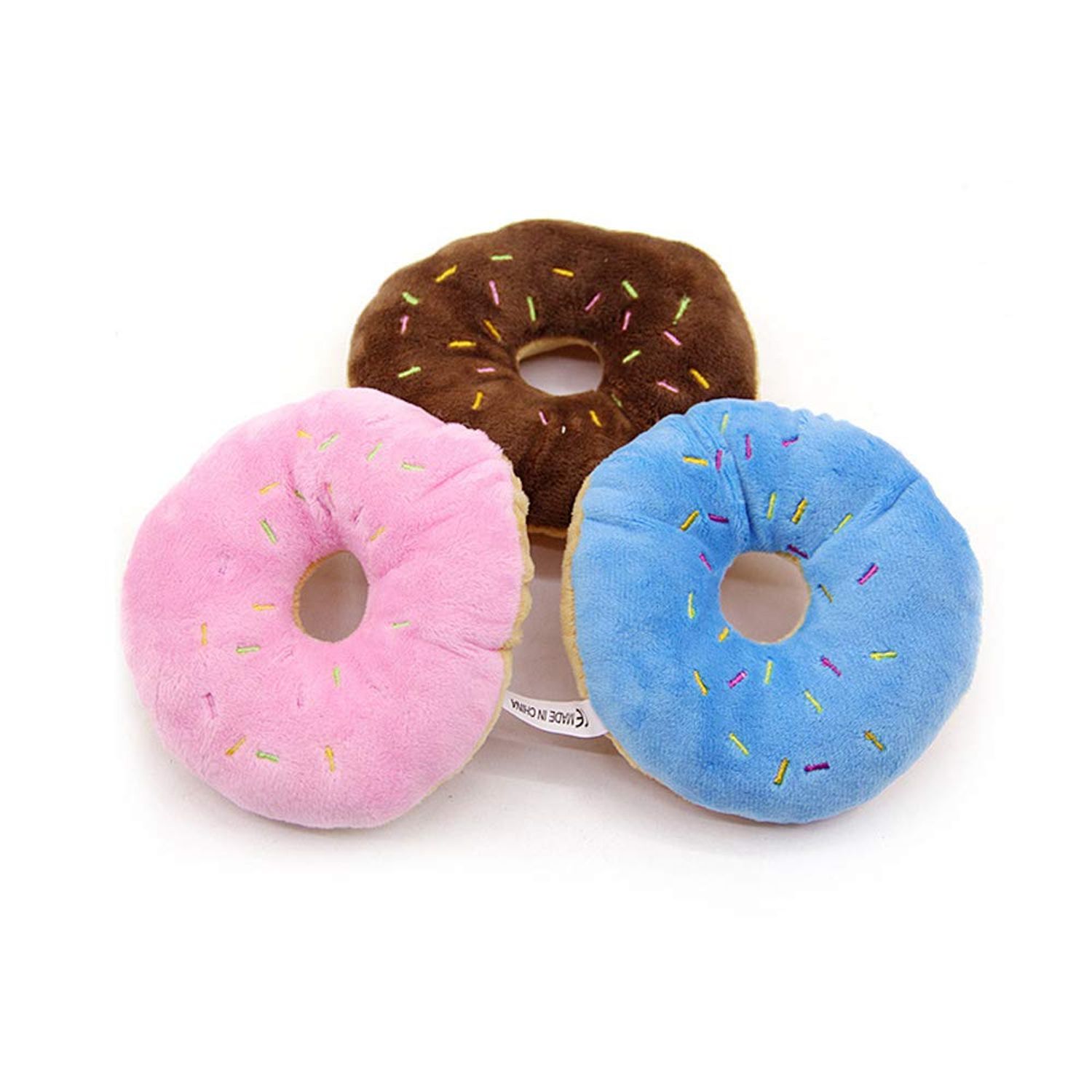 1Pc Blue Donut Shape Plush Blue Pet Toy,Lovely Donut Shaped Squeaky Squeaking Sound Toy for Pet Chew Toy Squeaky Plush Dog Toy Blueberry Squeaky Plush Dog Toy Chew Guard Technology, Squeak Toys