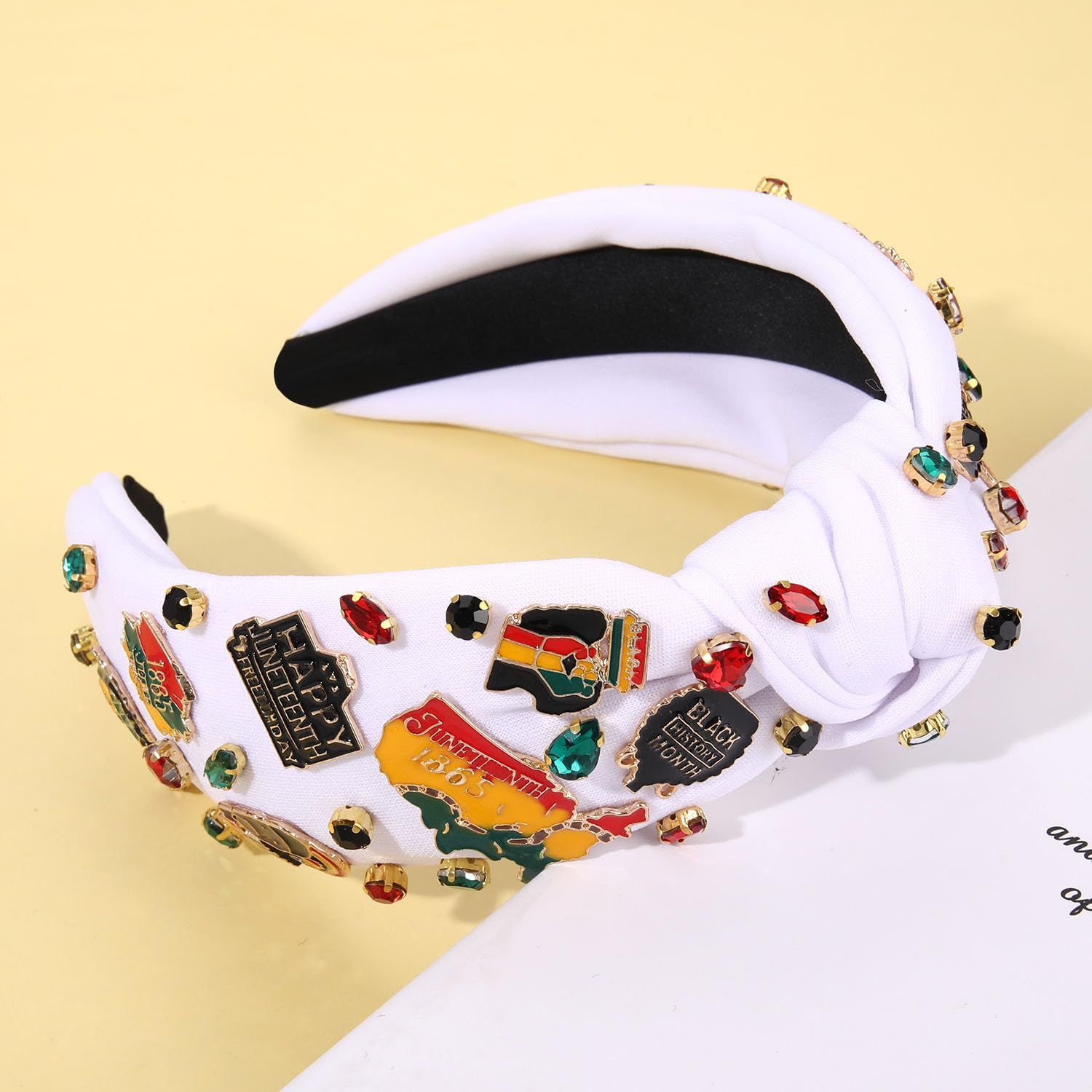 YAHPERN African Juneteenth Headbands for Women Black Women Queen Africa Map Headband Jeweled Rhinestone Wide Top Knot Headband Black History Month Headband African Accessories Outfits Gifts