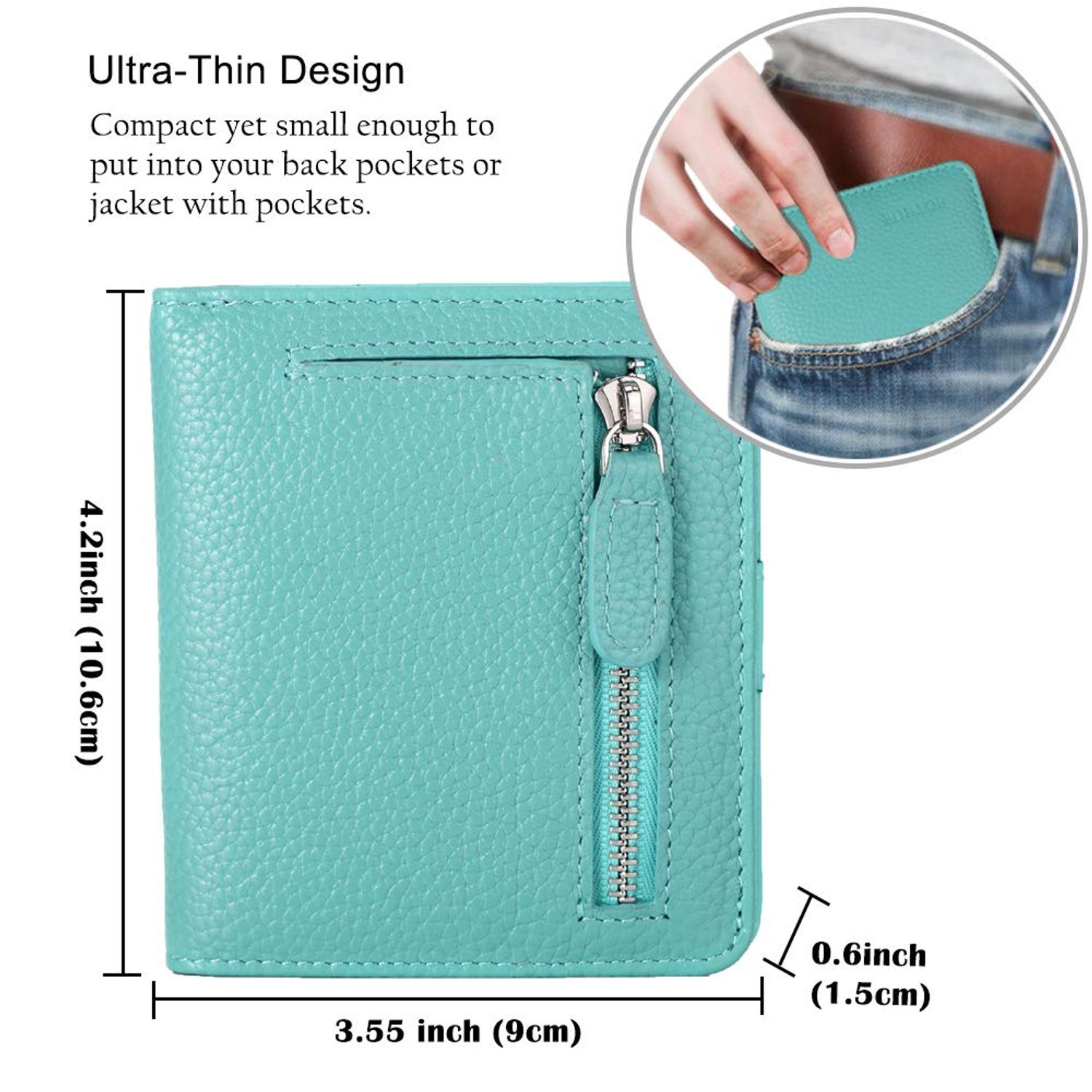 FUNTOR Small Wallets for Women, Ladies Small Compact Bifold Pocket RFID Blocking Genuine Leather Wallet for Women