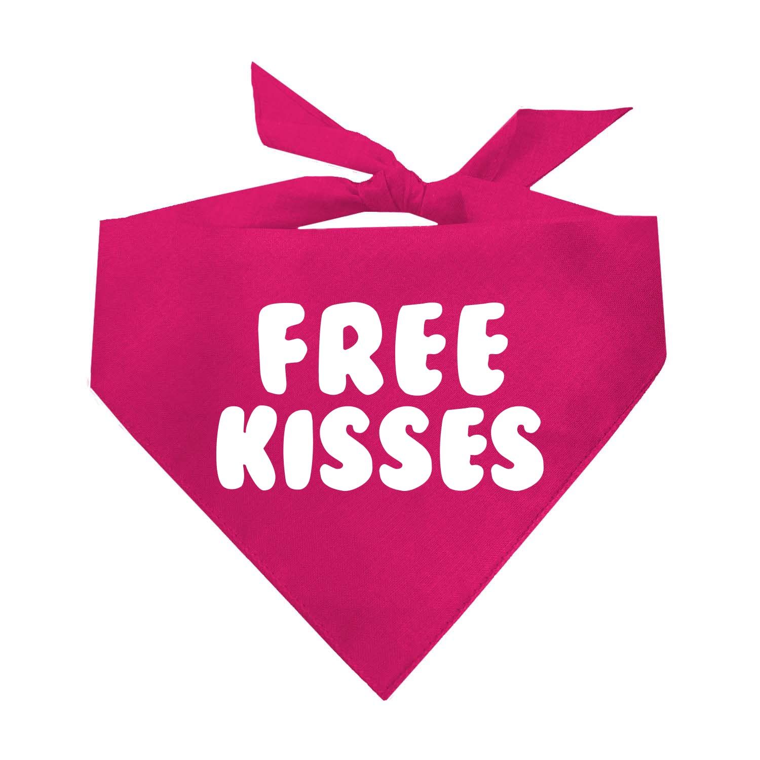 Free Kisses Valentine's Day Dog Bandana (Hot Pink, OS 727)