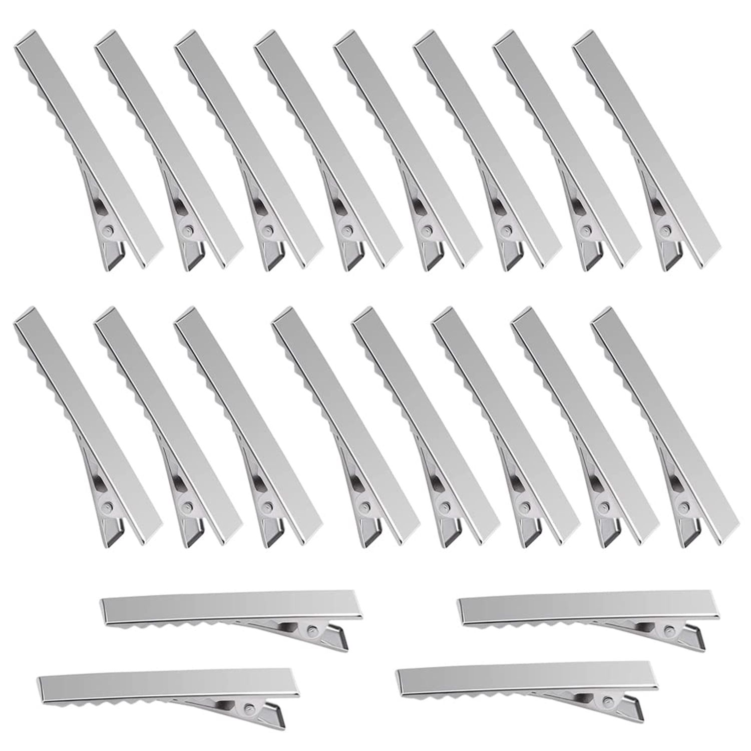 20pcs Hair Clips 304 Stainless Steel Styling Hair Clips, Alligator Curl Clips, Single Prong Hair Clip for Women Girls Thick Hair Sectioning, Salon, Bows DIY (Square 4.6cm 20pcs Silver)