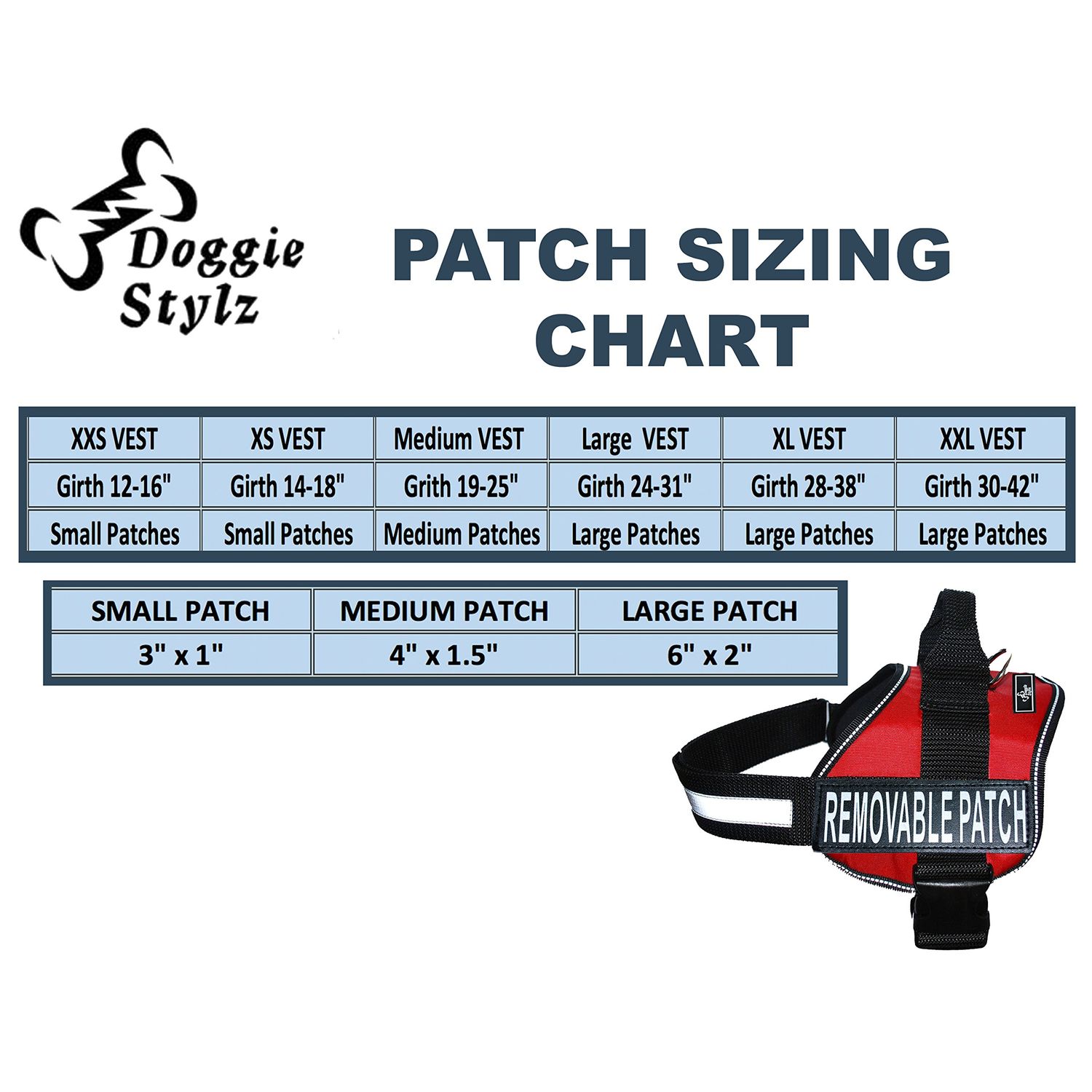 Doggie Stylz Set of 2 Reflective Adopt ME Removable Patches with Hook Backing for Working Dog Harnesses & Vests. Durable and Interchangeable - Comes in 3 Sizes Small, Medium and Large