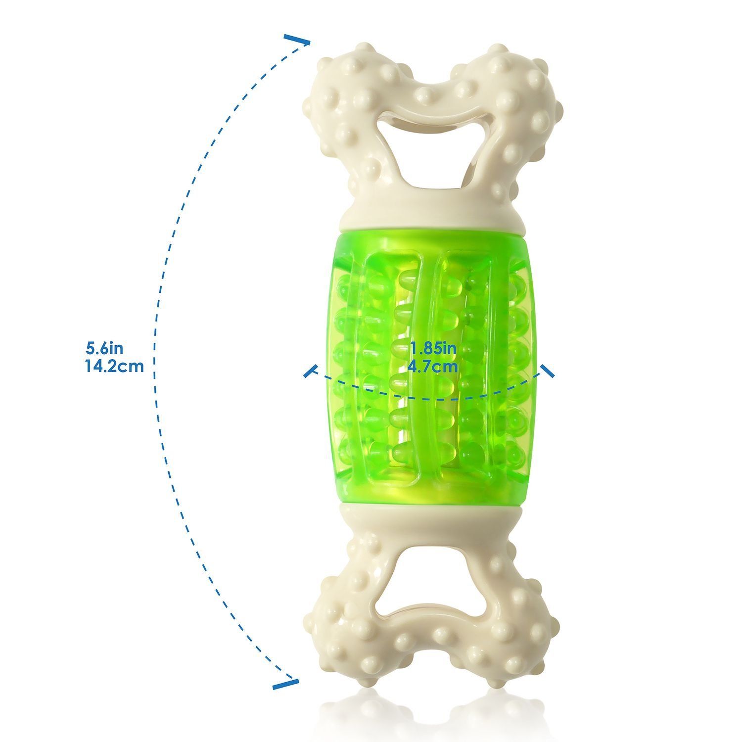 Fluffy Paws Squeaky Rubber Dog Toy - Durable Squeaky Bone-Shaped Puppy Toy, Rubber Dental Chew Toy for Small and Medium Dog Puppy - 5.6"