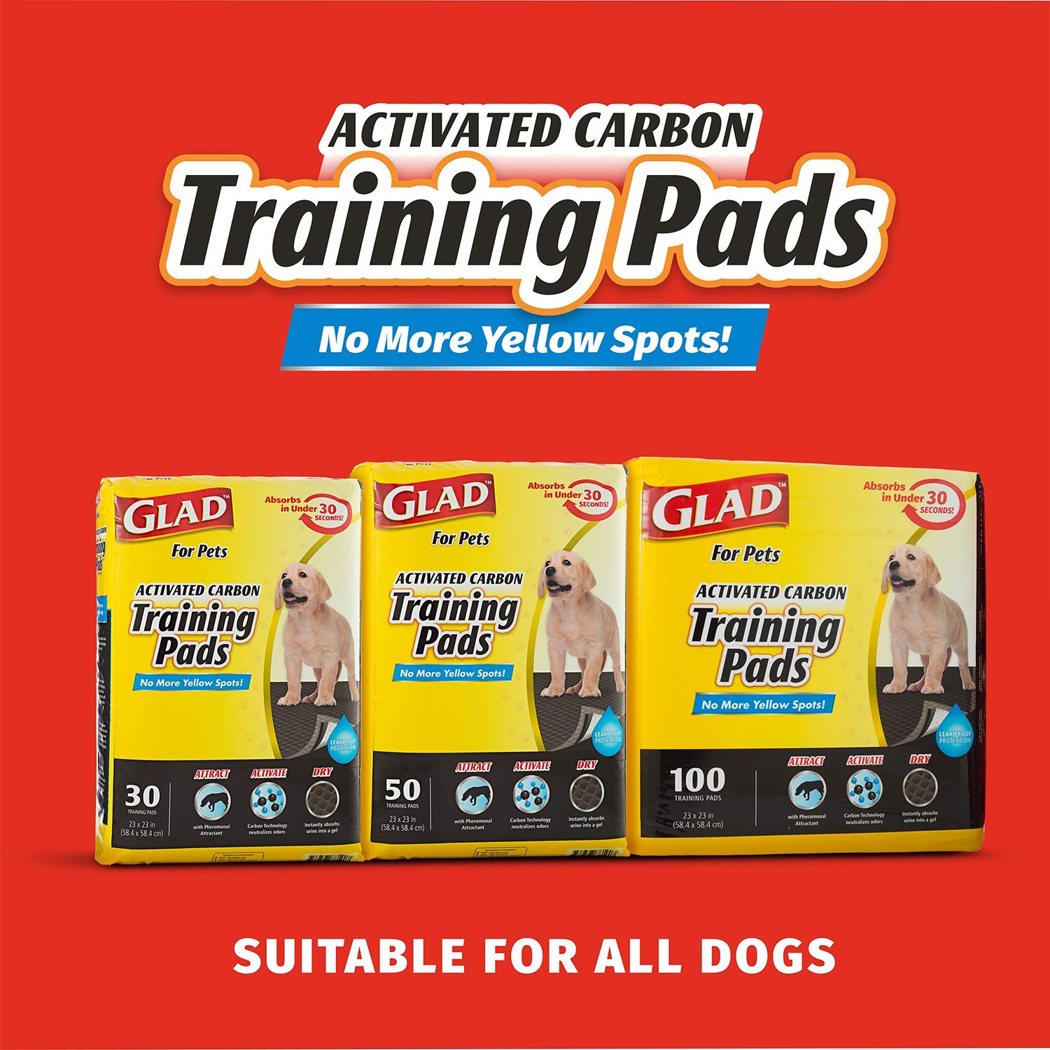 Glad for Pets Black Charcoal Puppy Pads | Puppy Potty Training Pads That ABSORB & NEUTRALIZE Urine Instantly | New & Improved Quality Dog Training Pads, 30 count