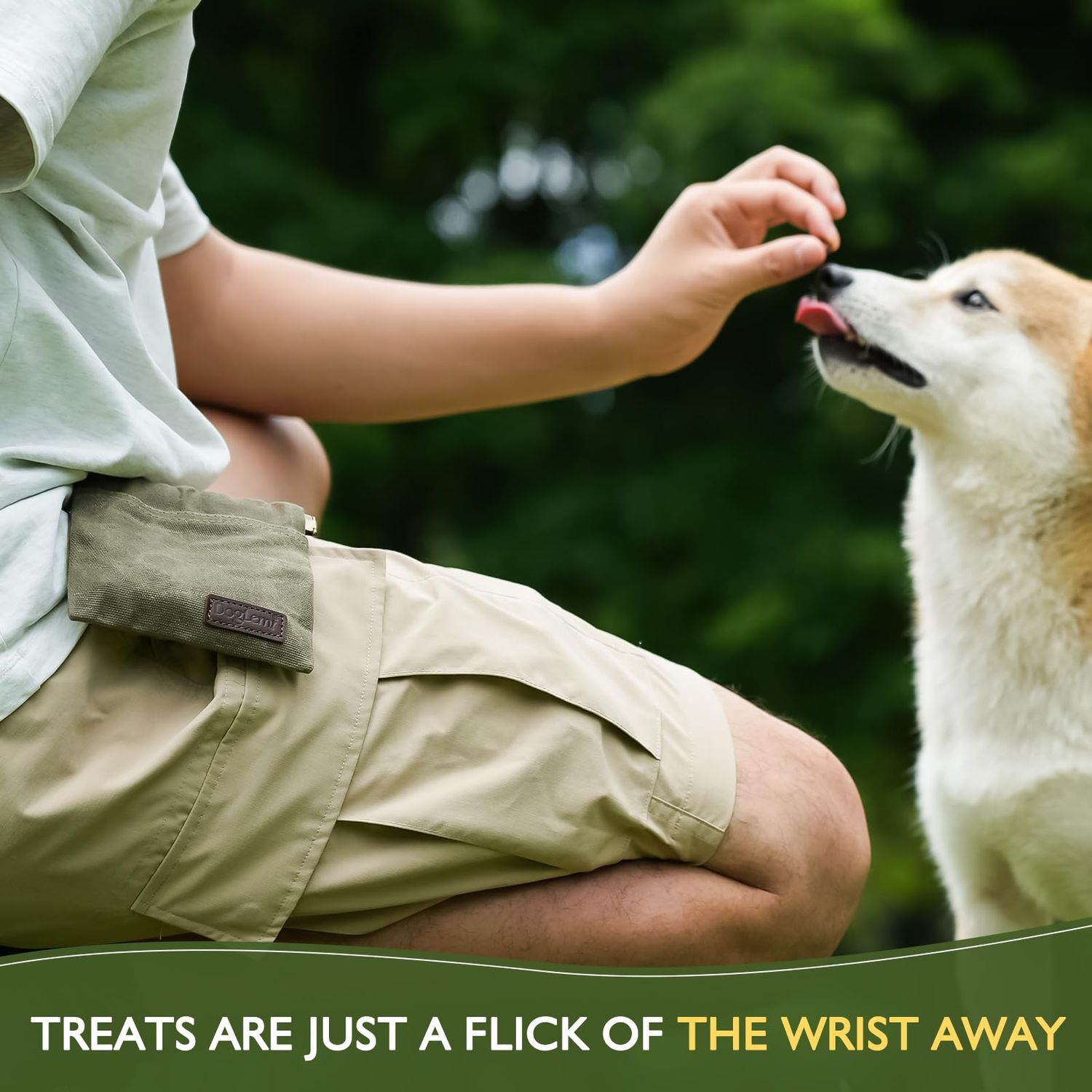 ETIAL Dog Treat Pouch,Portable Puppy Dog Training Treat Bag,Hand Free Dog Walking Bag,Auto Closing Pet Feed Snack Reward Pocket,Dog Food Dispenser for Pet Puppy Travel or Outdoor Use
