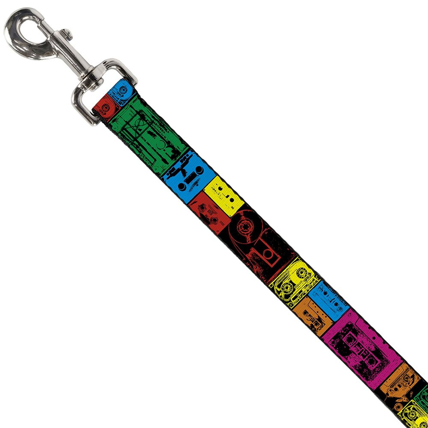 Buckle-Down Pet Leash - Tapes Multi Neon - 4 Feet Long - 1.5" Wide