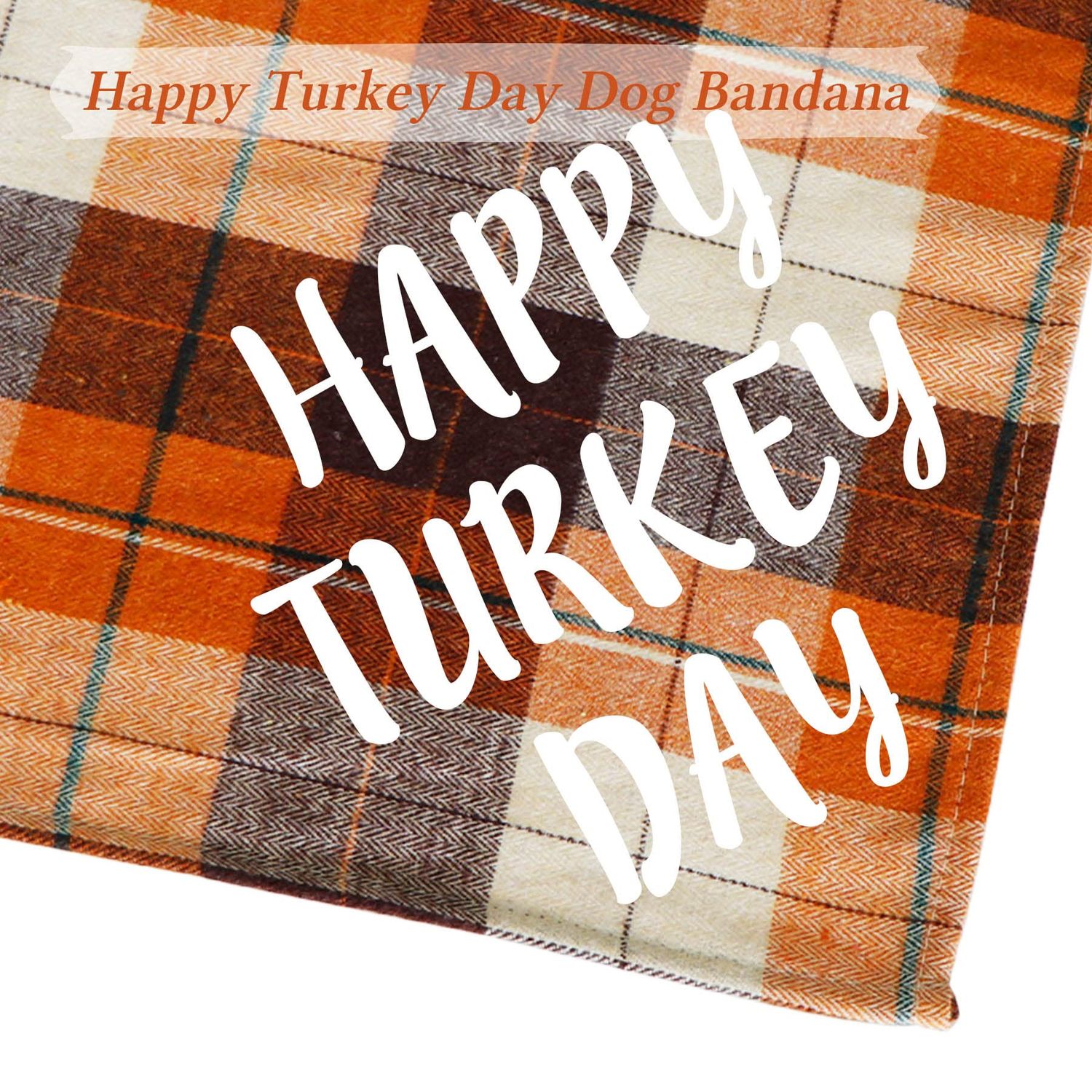 STMK Thanksgiving Day Dog Bandanas, 2 Pack Holiday Fall Plaid Dog Bandanas Scarf for Holiday Fall Halloween Thanksgiving Day Dog Puppy Costume (Turkey Taster & Happy Turkey Day)