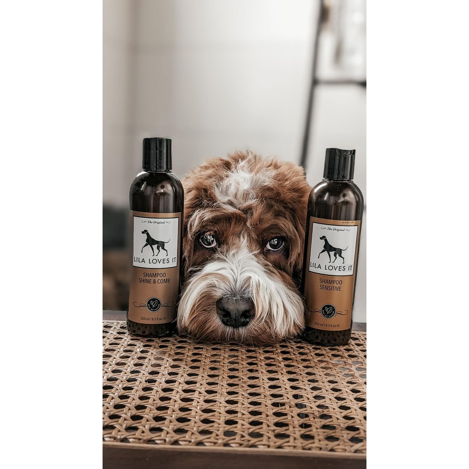 LILA LOVES IT Shampoo Sensitive for Dogs - Dog Shampoo with Aloe Vera, Almond Oil, Calendula and Camomile, moisturizing, Soothing and Gentle, 250 ml