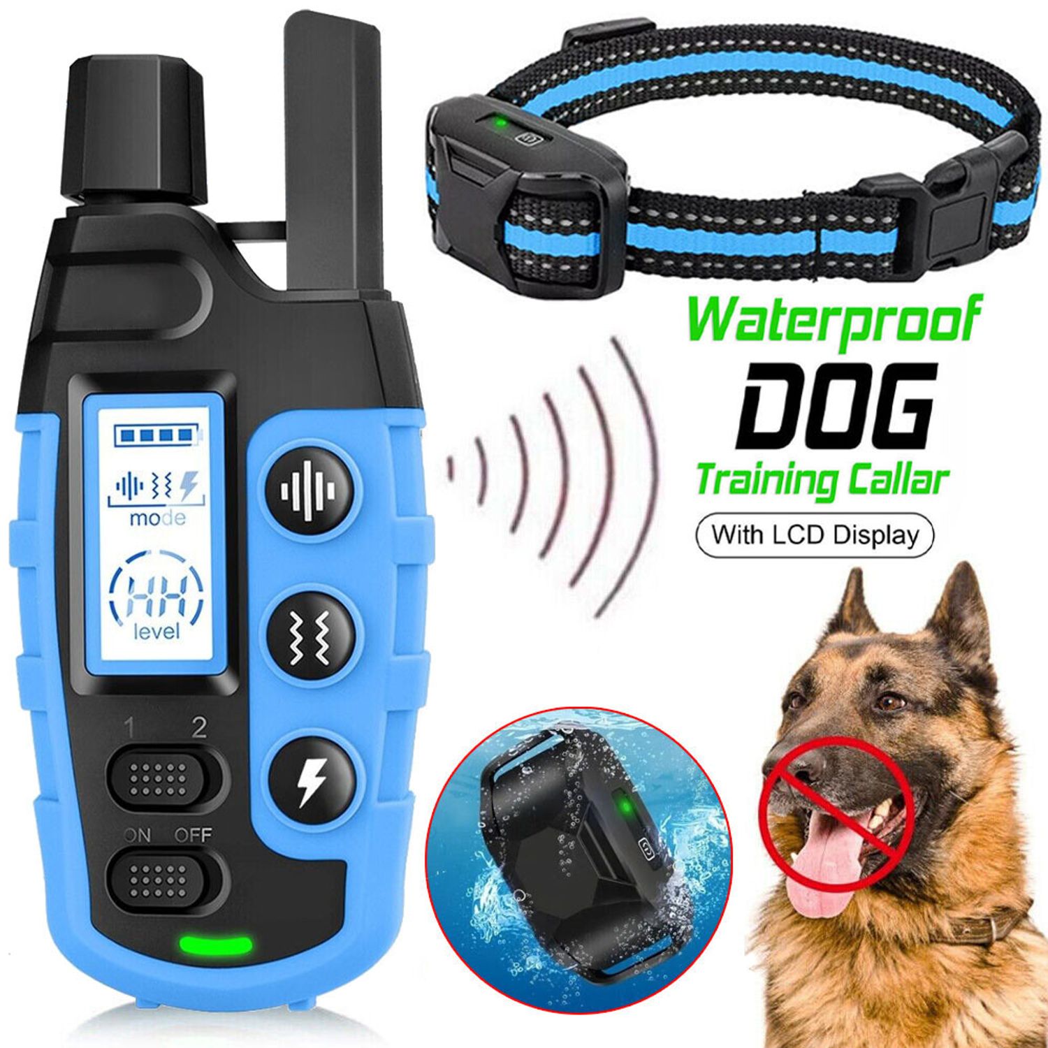 Dog Pet Training Collar Rechargeable Waterproof Electric Anti Bark Shock 3300 FT