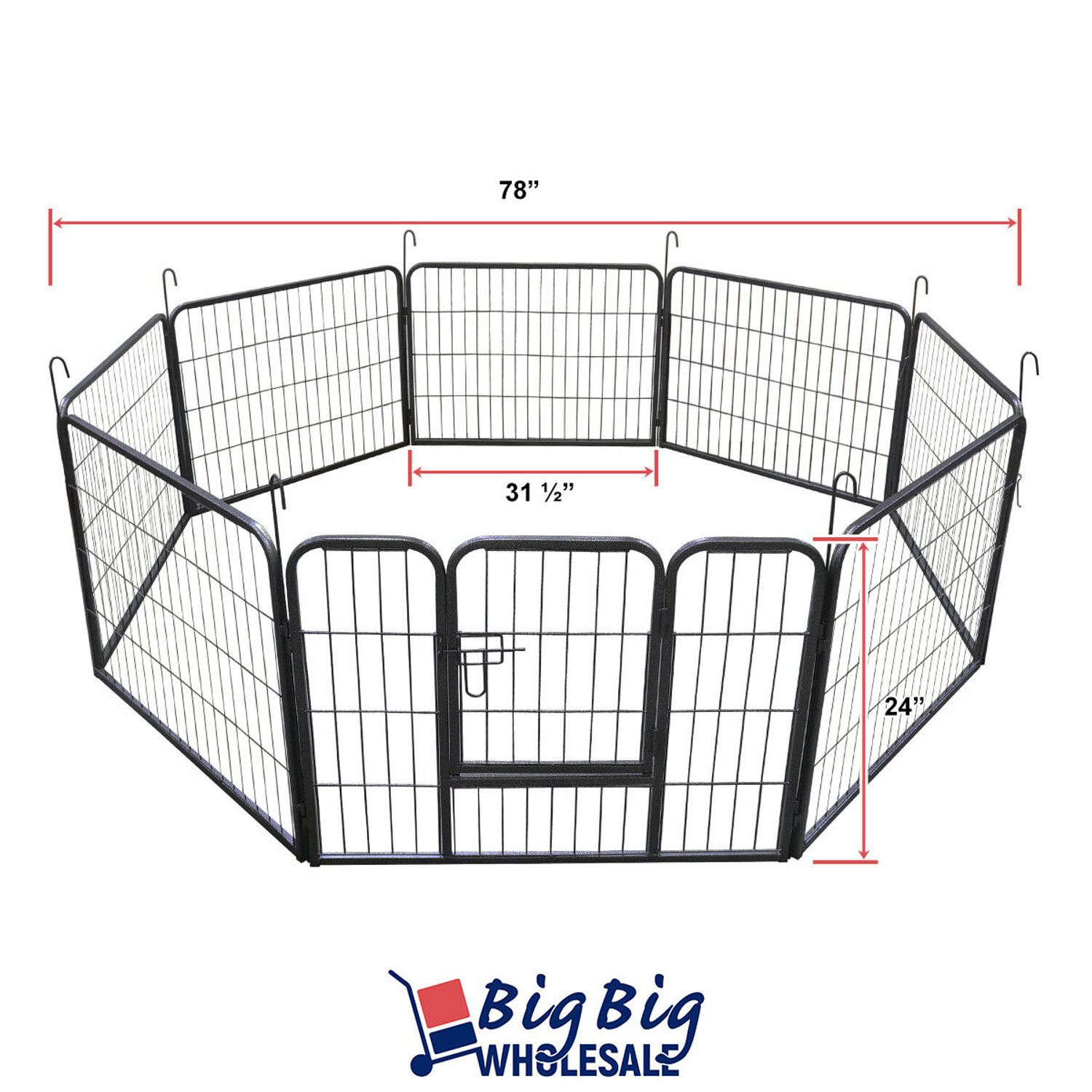 24 Inch 8 Panels Tall Cat Dog Playpen Large Crate Fence Pet Kennel Exercise Cage