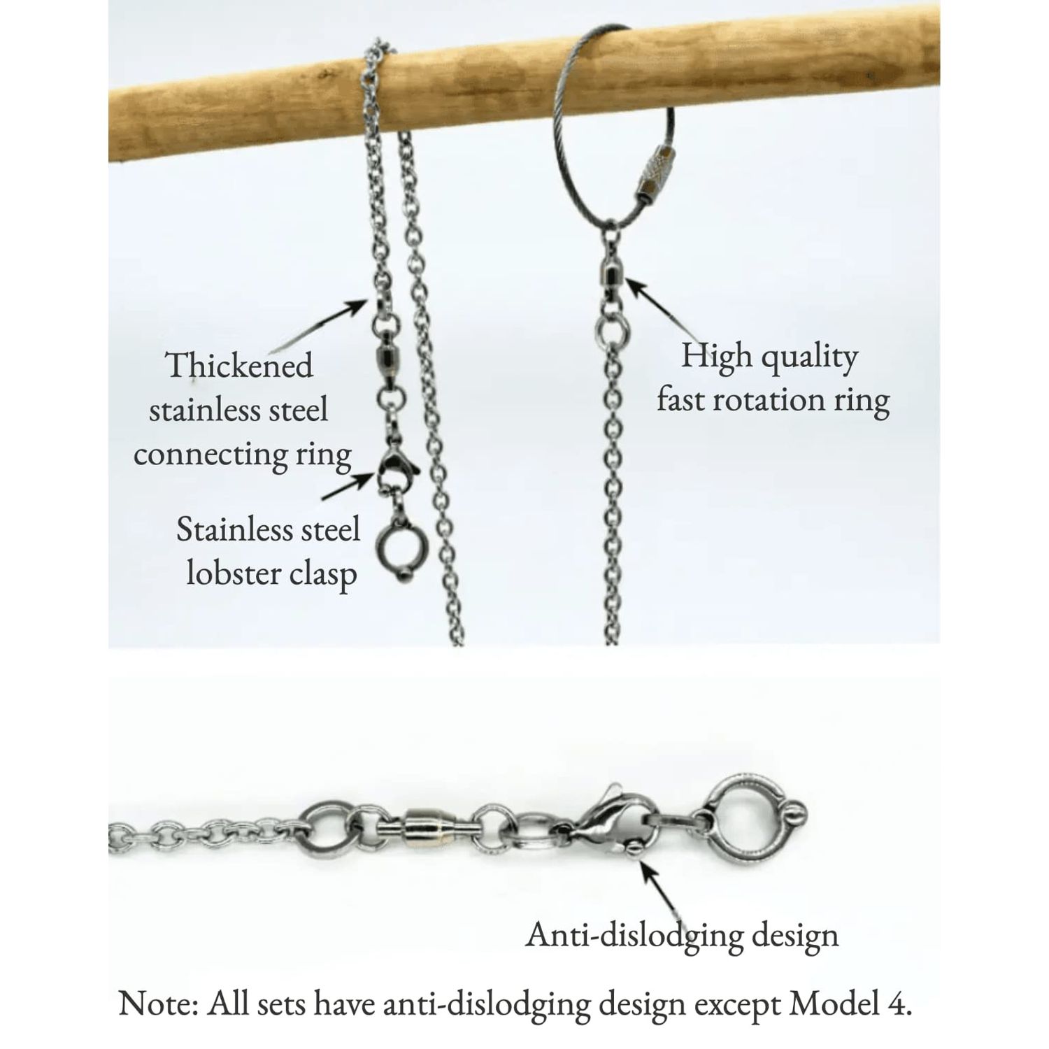 Bird Foot Chain Flying Stainless Steel Training Rope Outdoor Parrot Ankle Foot Ring Accessories Bird Harness Leash Prevent Escaping (Model7)