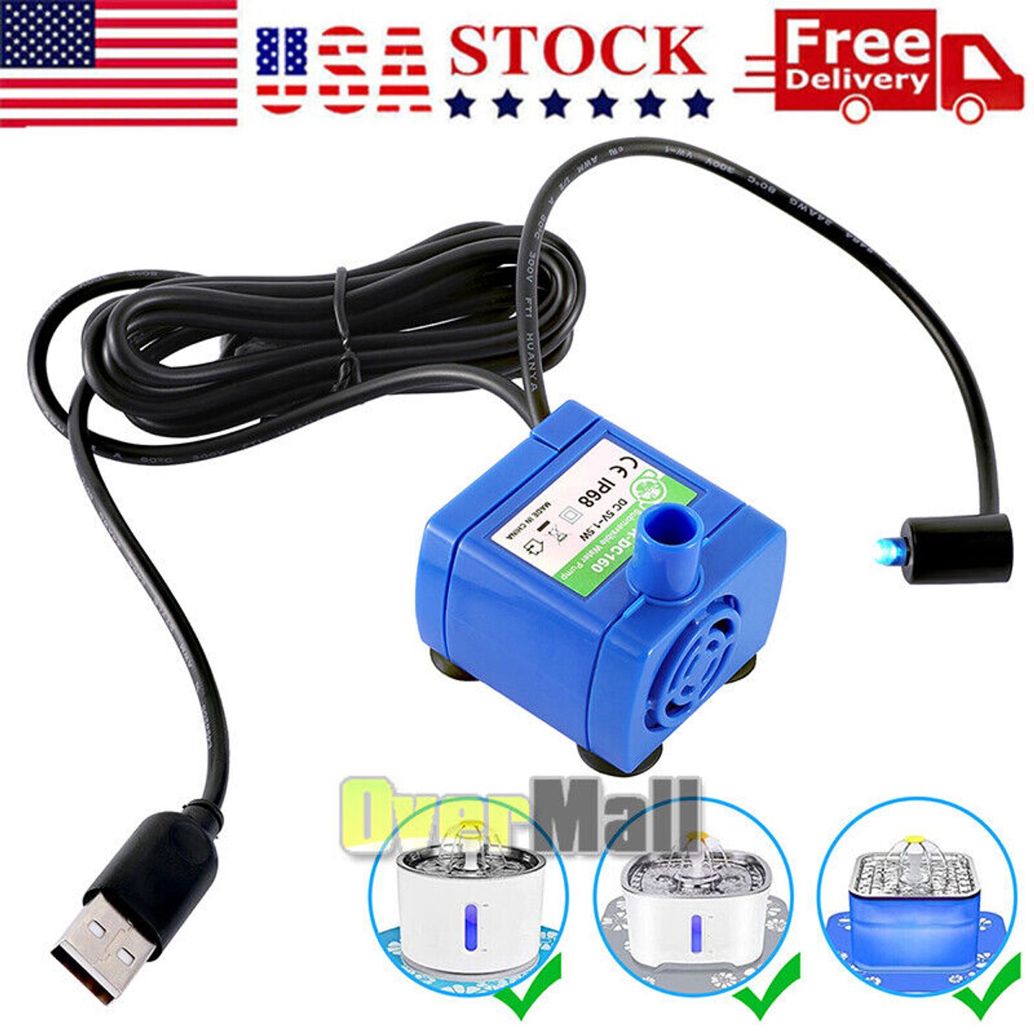 Pet Fountain Pump Replacement Cat Water Fountain Pump for Flower Fountain Automa