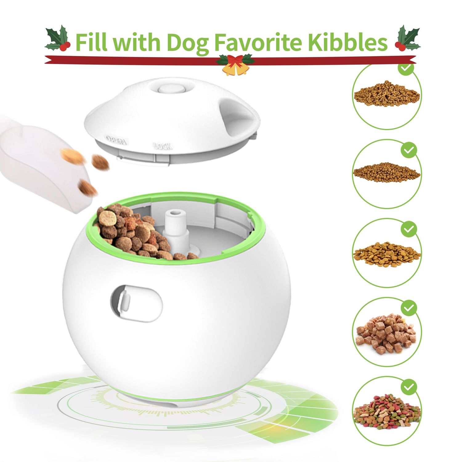 PETGEEK Automatic Treat Dispensing Dog Toys, Interactive Chase Dog Toys, Adjustable Dog Treat Puzzle Ball, Dog Enrichment Toys for Small and Medium Dogs