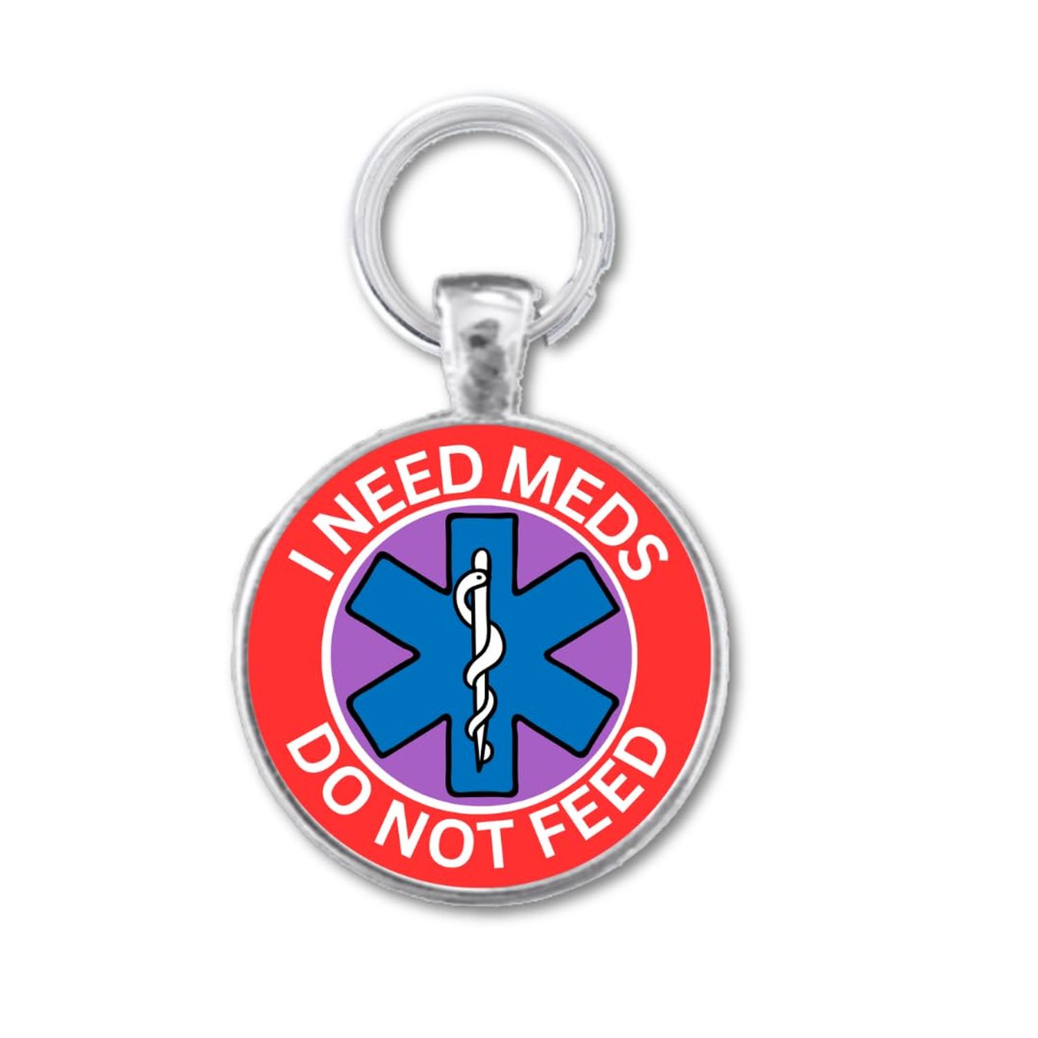Medical Information Personalized Engraved Round Pet ID Tag for Dogs and Cats
