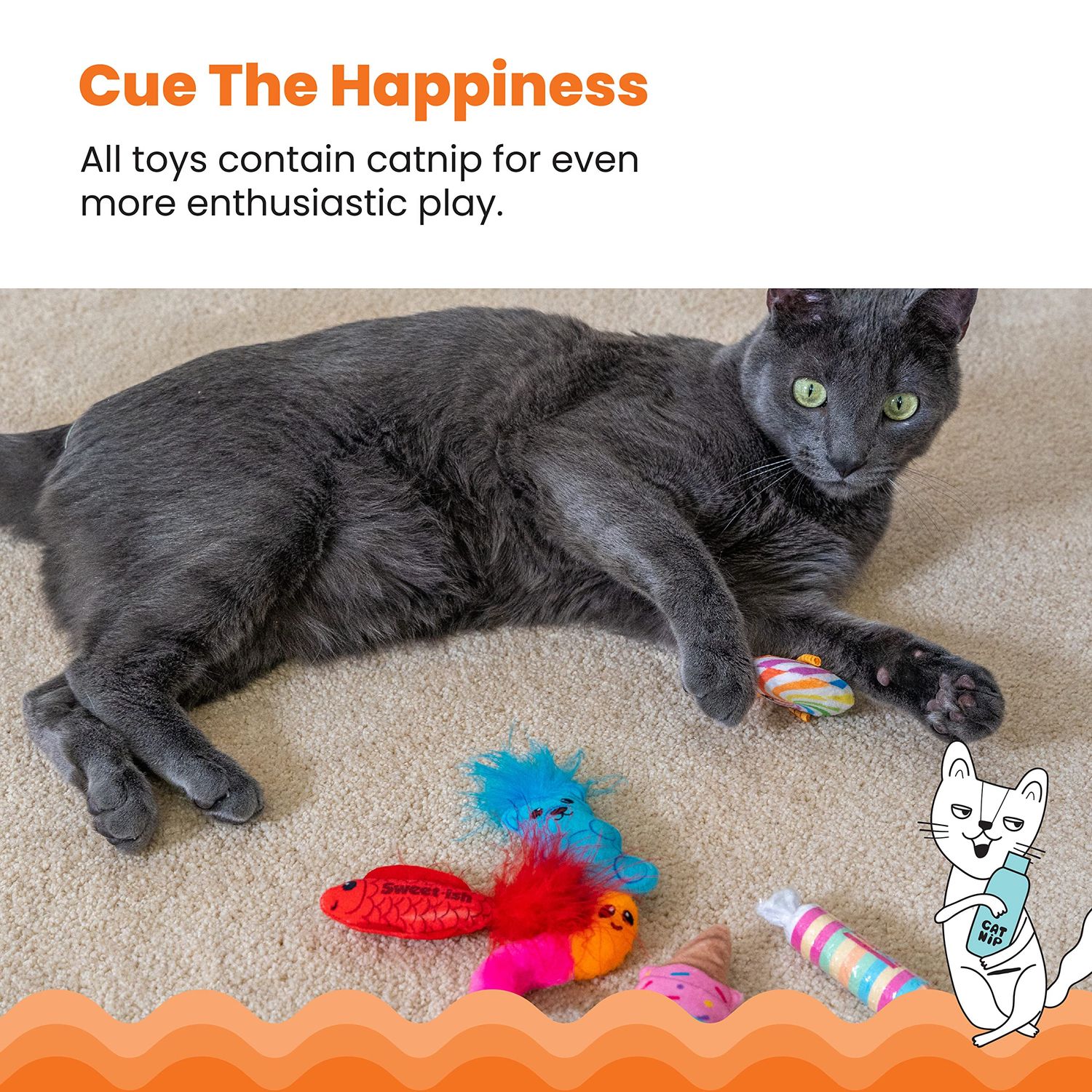 Catstages Kitty Sweet Treats Plush Catnip Cat Toys - 6 Pack