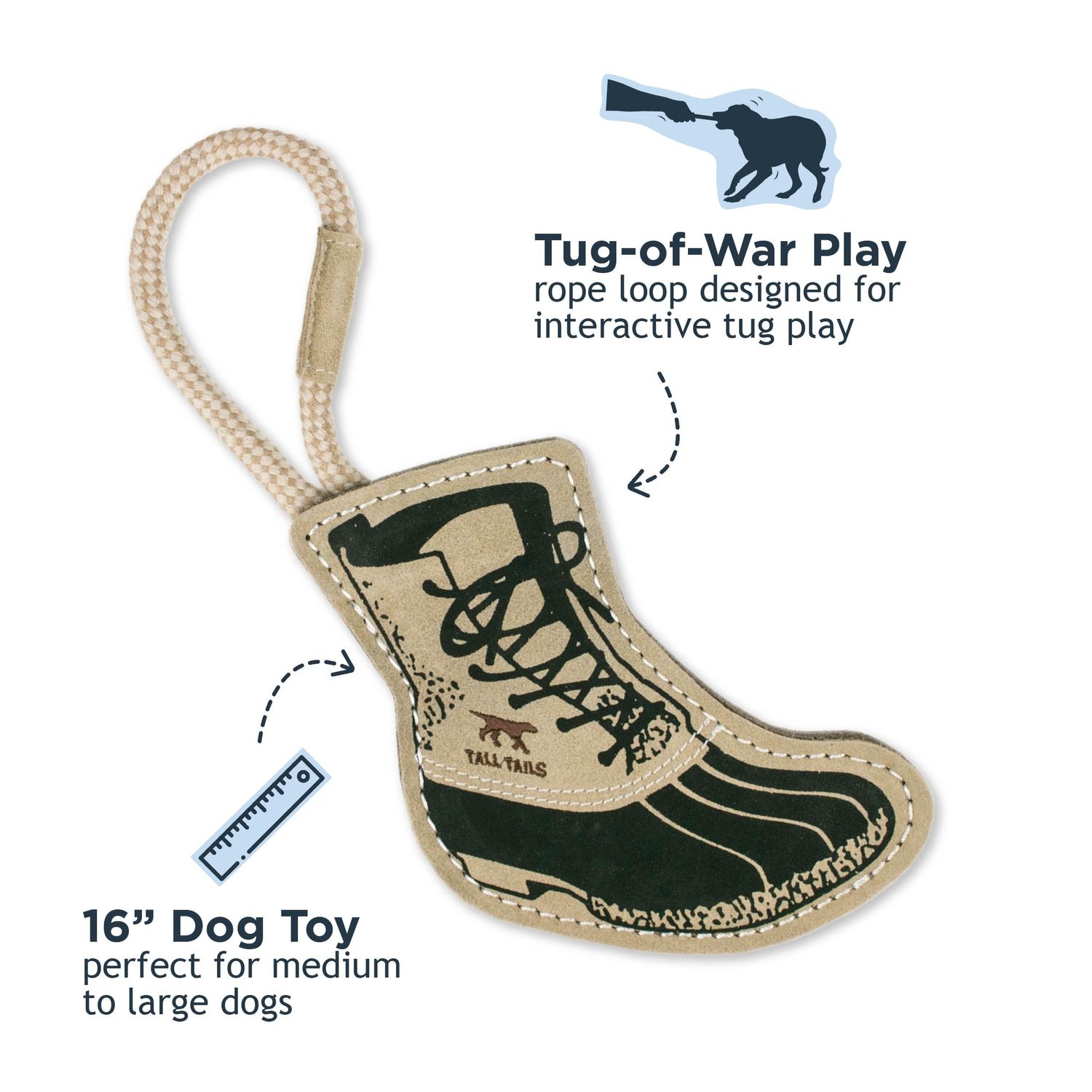 Tatll Tails Natural Leather Boot Tug Toy for Dogs