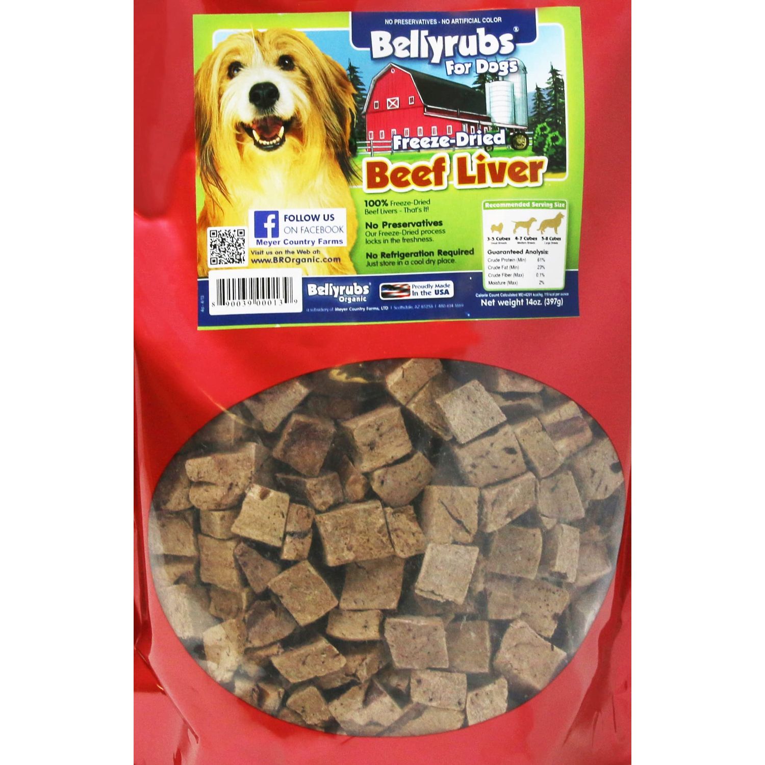 Bellyrubs Freeze-Dried Beef Liver Treats for Small to Large Dogs 14oz | 100% Real Beef Liver Chews | All-Natural Gluten & Grain Free | High Protein Premium Dog Training Treat | Made in USA