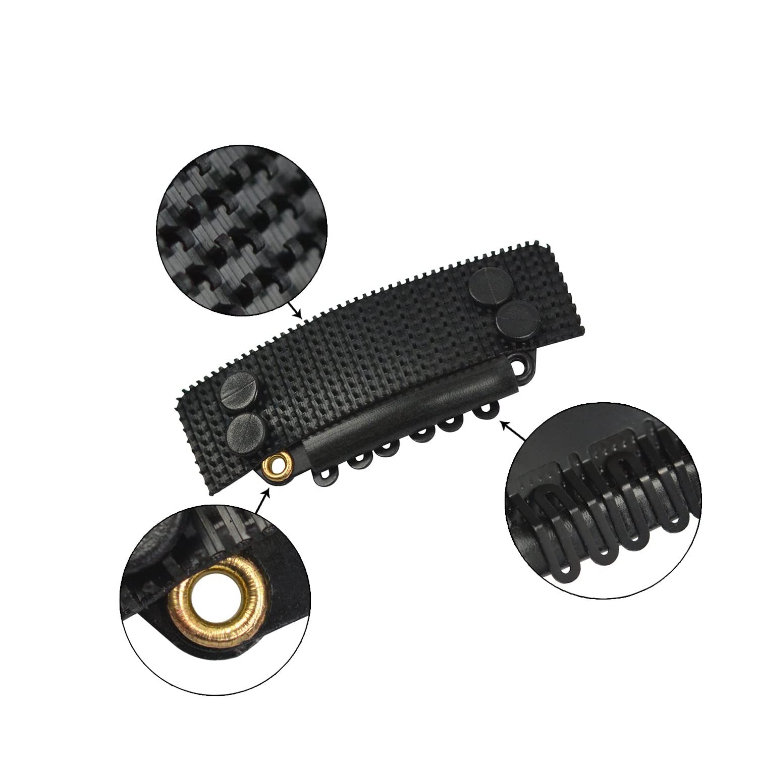 6 Pcs Stickable Wigs Clips U-Shape Snap Clips 28mm 6-Teeth Hair Extensions Clips with Rubber for Hair Extensions (Black)