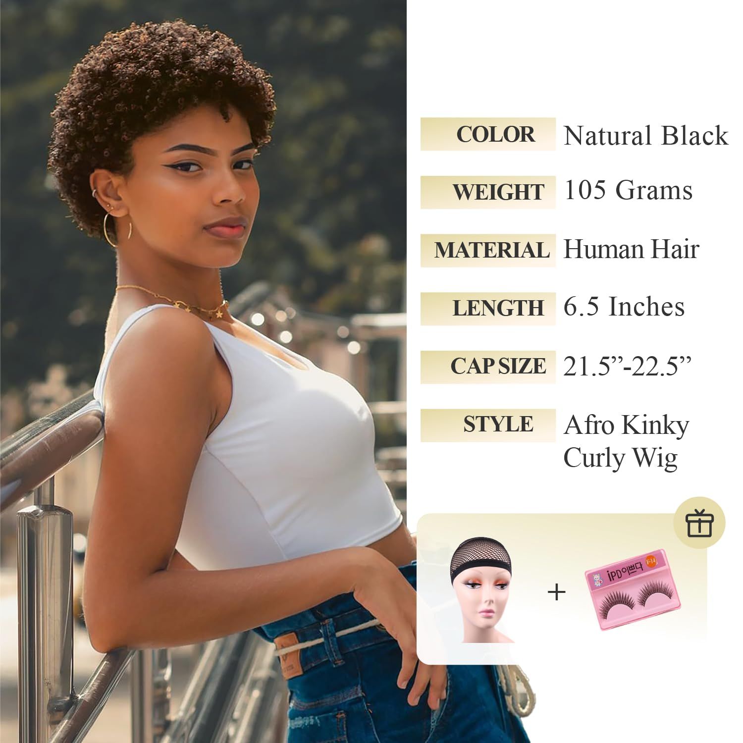WIGER Afro Kinky Curly Wig Human Hair for Women Short Ombre Brown Afro Wigs CurlyBrazilian Human Hair Machine Made None Lace Pixie Cut Wig (Mixed Brown)