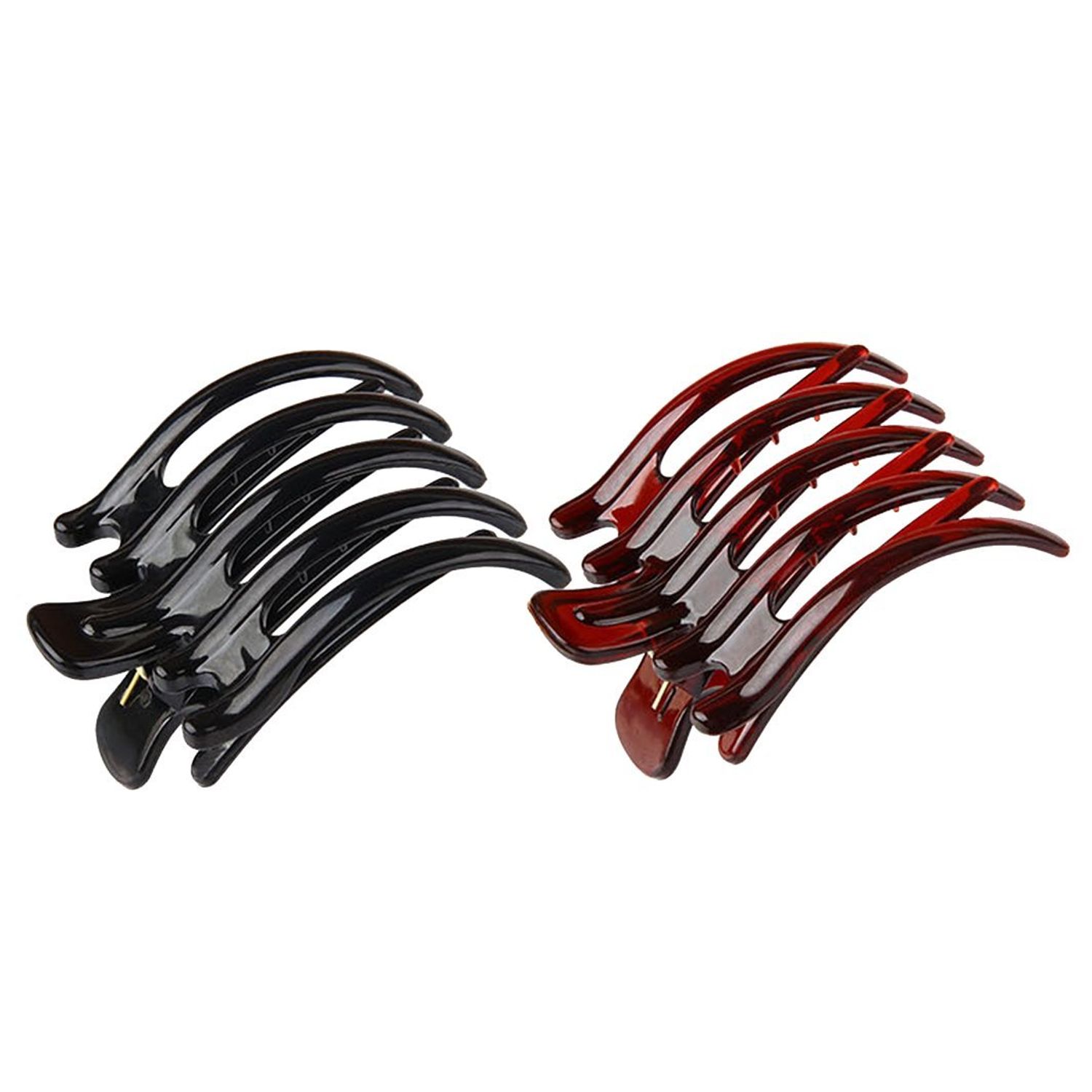 2Pcs Large Plastic Non-slip Hair Claw Clips Hairpin Clamp with Inner Teeth for Women Girls(Black+Brown)