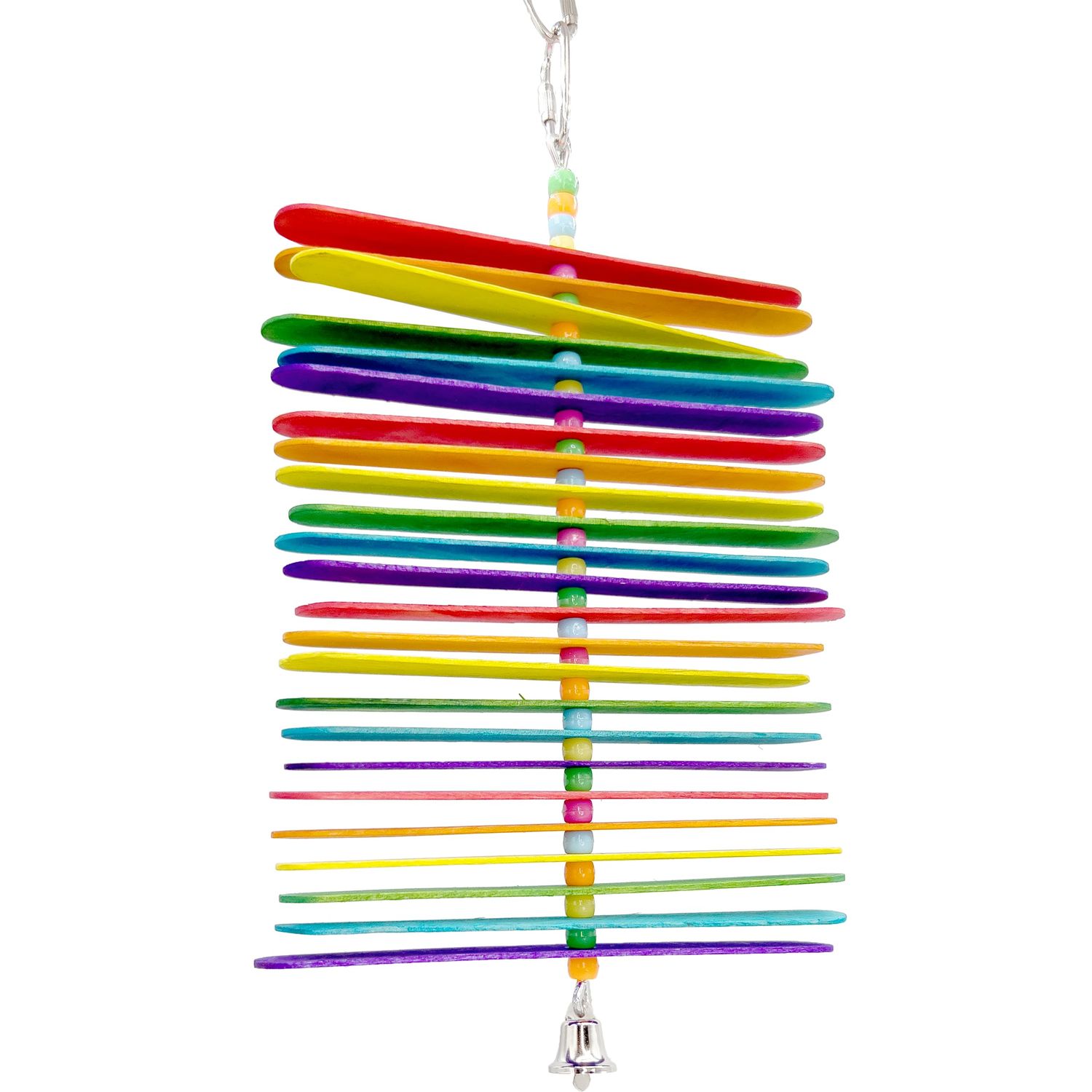1112 Rainbow Chew Stick - Handcrafted Breakable Turnable Hanging Bird Cage Toy, Bright Colors, Spinning Sticks, Colorful Plastic Beads, Fun for Chewing Beaks & Grabbing Feet