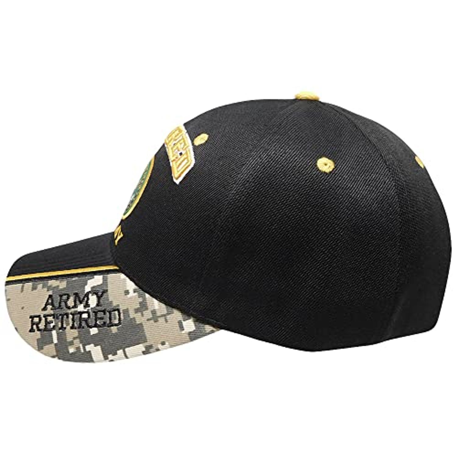 Retired Army Black w/ Seal Embroidered Baseball Cap Hat USA US Military