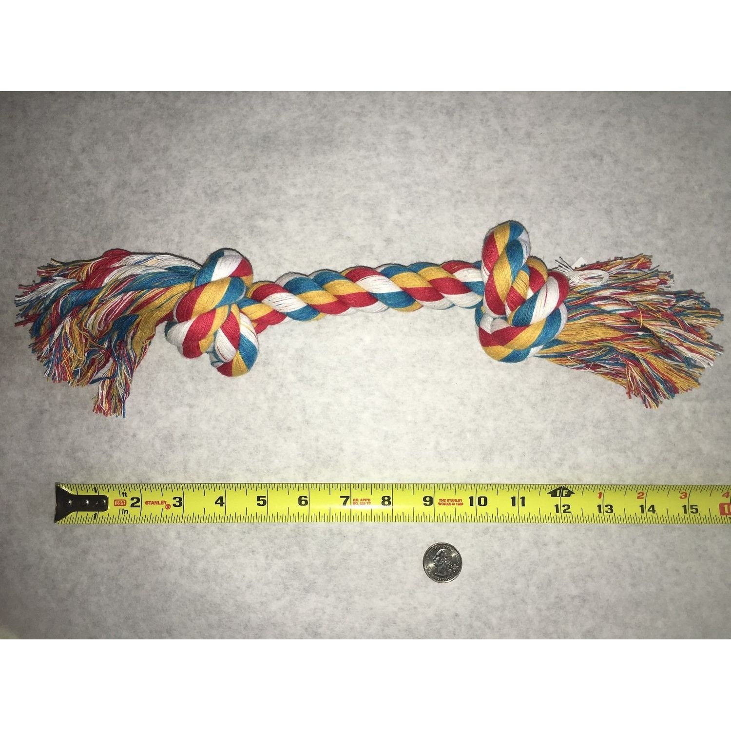 Zanies Multi Colored Knotted Rope Bone Dog Toy Tough & Durable for Big Dogs Too !(10" Rope Toy)