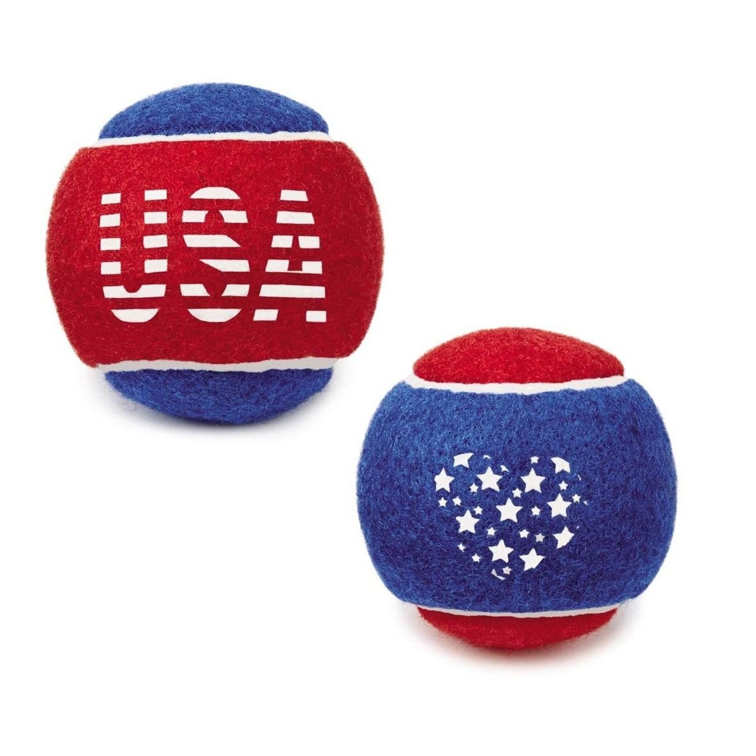 Grriggles Dog Tennis Balls Stars and Stripes Red White Blue USA 6 Pack Patriotic Dogs Toy
