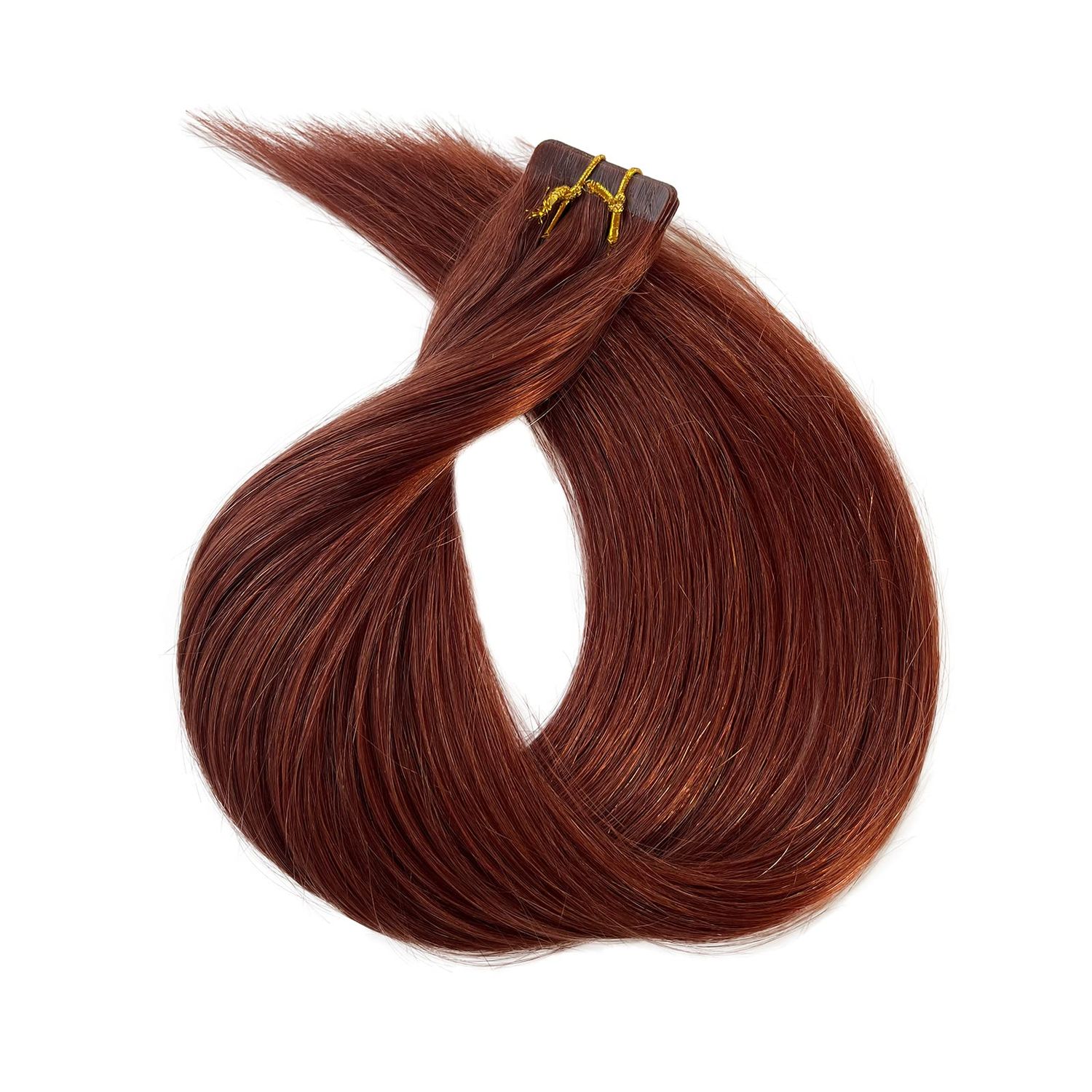 Munx Real Hair Extension Dark Auburn Tape in Human Hair Extension 18inch 20pcs 40g Tape in Remy Silky Straight Natural Hair Extensions