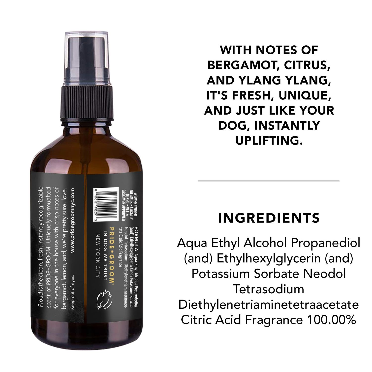 Pride and Groom Proud – Luxurious Dog Grooming Spray & Pet Deodorizer with Uniquely Uplifting, Fresh and Clean Signature Scent That’s Safe for Your Pet’s Sensitive Nose – 4 fl oz