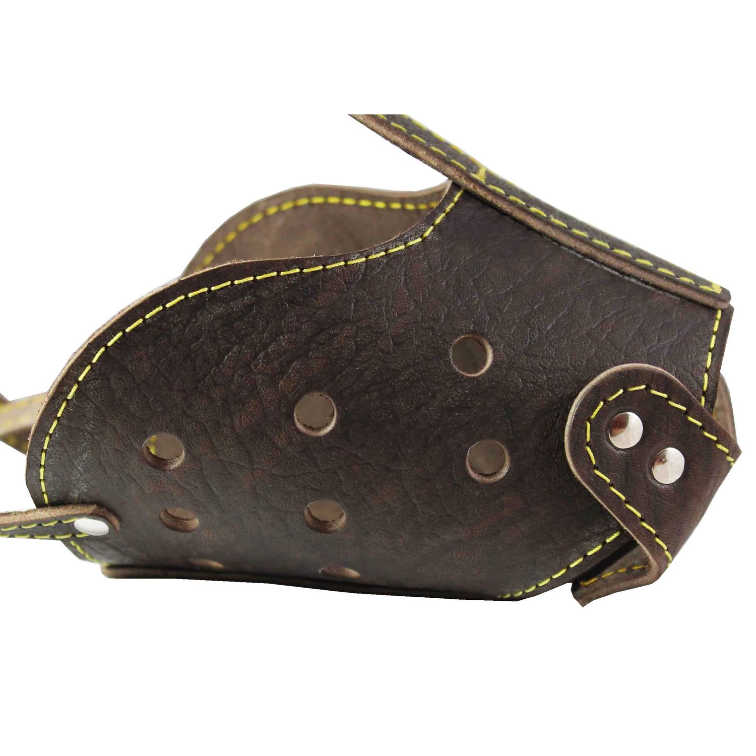 Real Leather Cage Basket Secure Dog Muzzle Brown - German Shepherd, (Circumference 13.7", Snout Length 4.7")