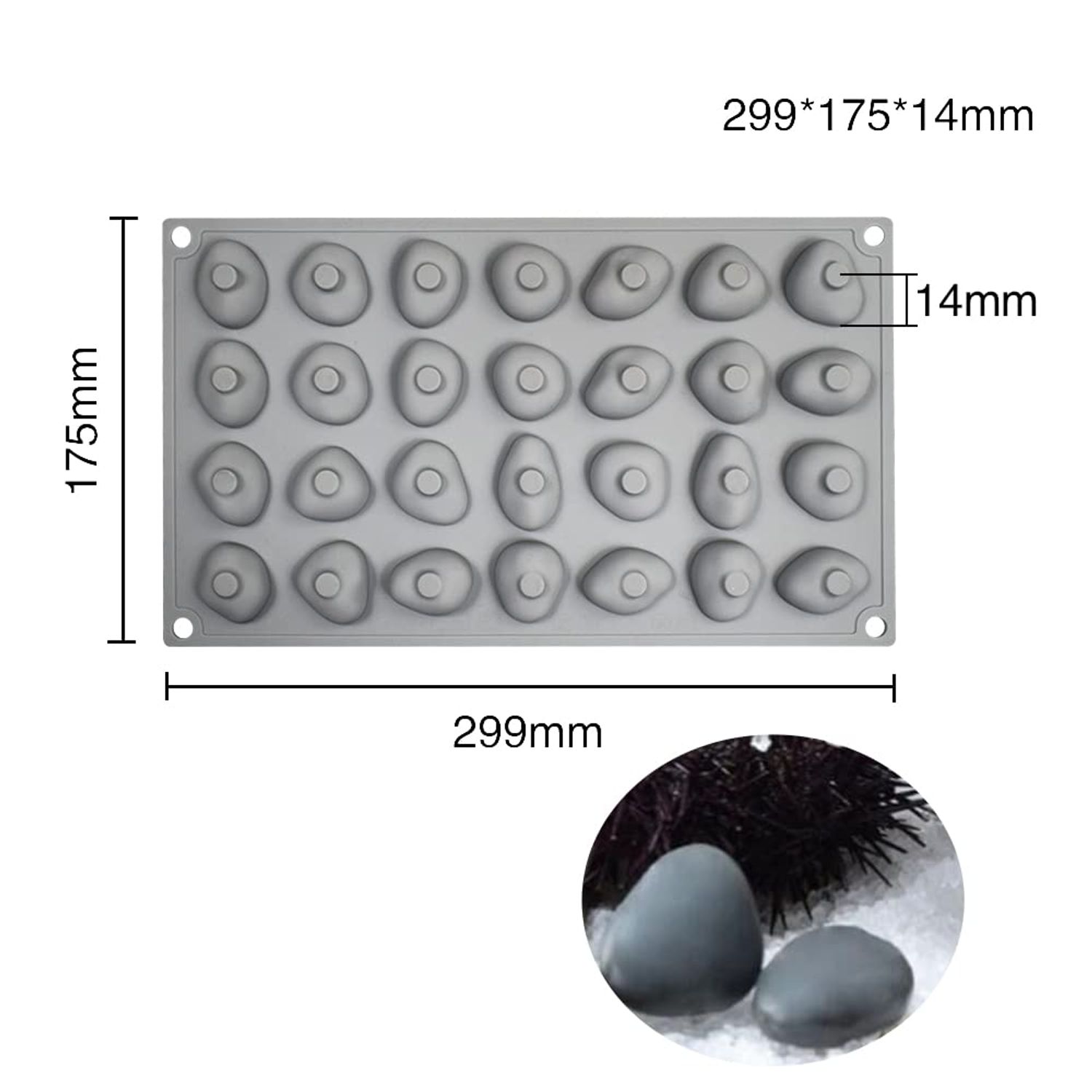 mostsom Silicone Molds Stone Shape, Non-Stick Food Grade Silicone Molds for Chocolate, Candy, Jelly, Ice Cube, Dog Treats, Cupcake Baking Mould (Stone M)