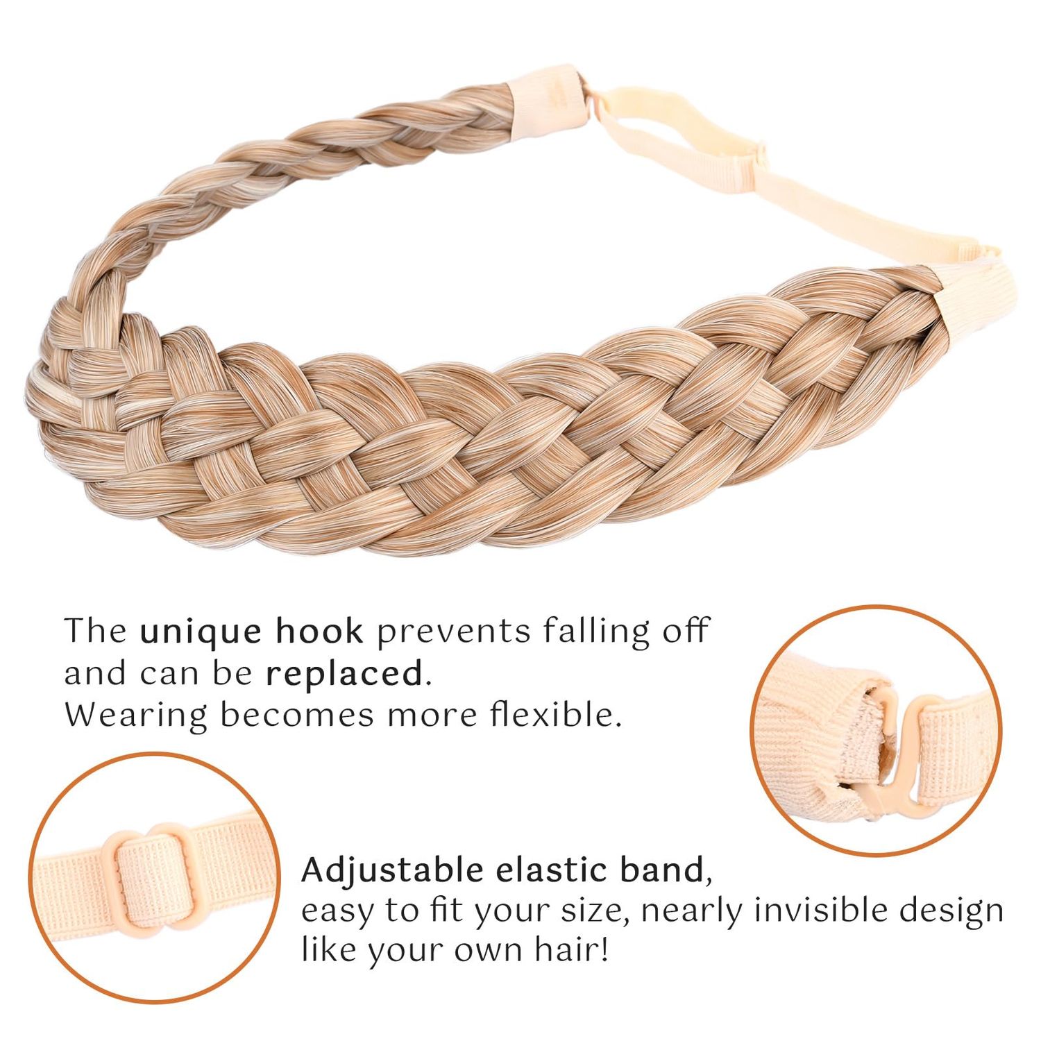 Gledola 5 Strands Synthetic Hair Braid Headband Hair Braided Headband for Women Girl (Golden Blonde)