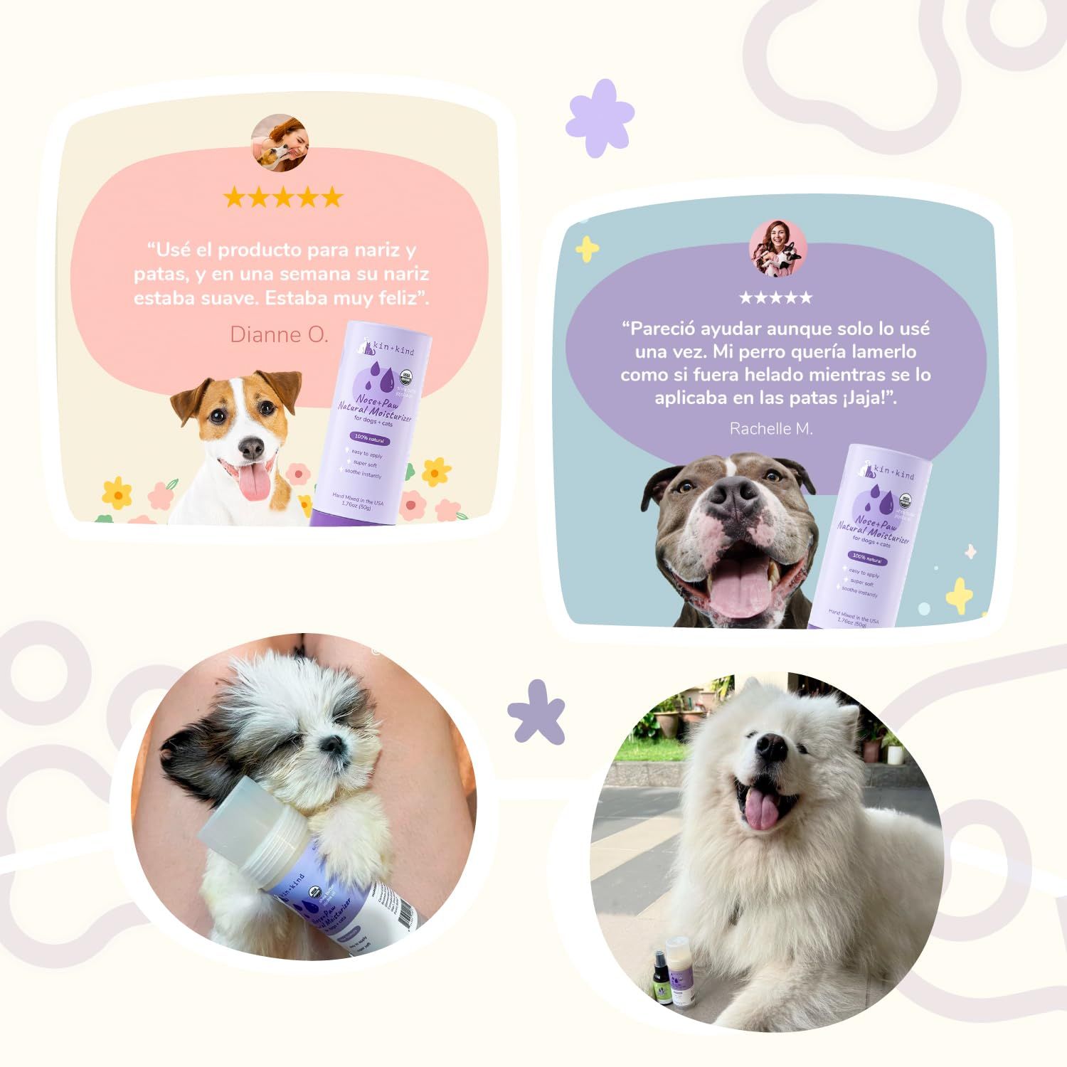 kin+kind Organic Dog and Cat Nose and Paw Balm Stick - 1.76oz Shea Butter - Pet Supplies for Puppies and Dogs - Dog Accessories, Dog Supplies, Dog Paw Balm, Dog Nose Balm, Paw Butter Balm for Dogs