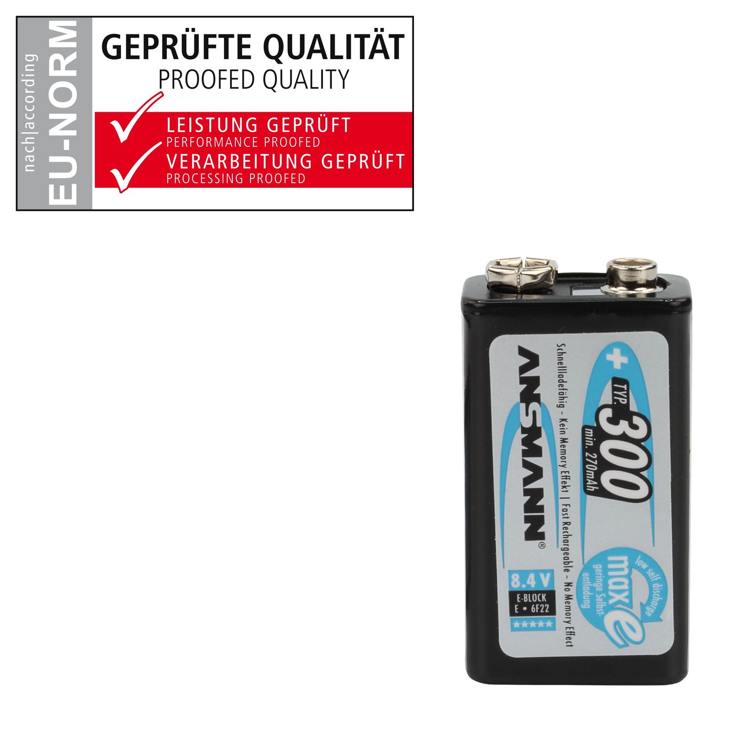 ANSMANN Rechargeable 9V Battery 300mAh pre-Charged Low Self Discharge 9Volt NiMH Rechargeable Battery (12-Pack) + 2X Batterybox for 9V