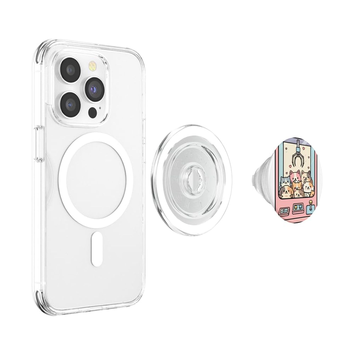 Kawaii Cat Toy Crane Claw Machine PopSockets PopGrip for MagSafe