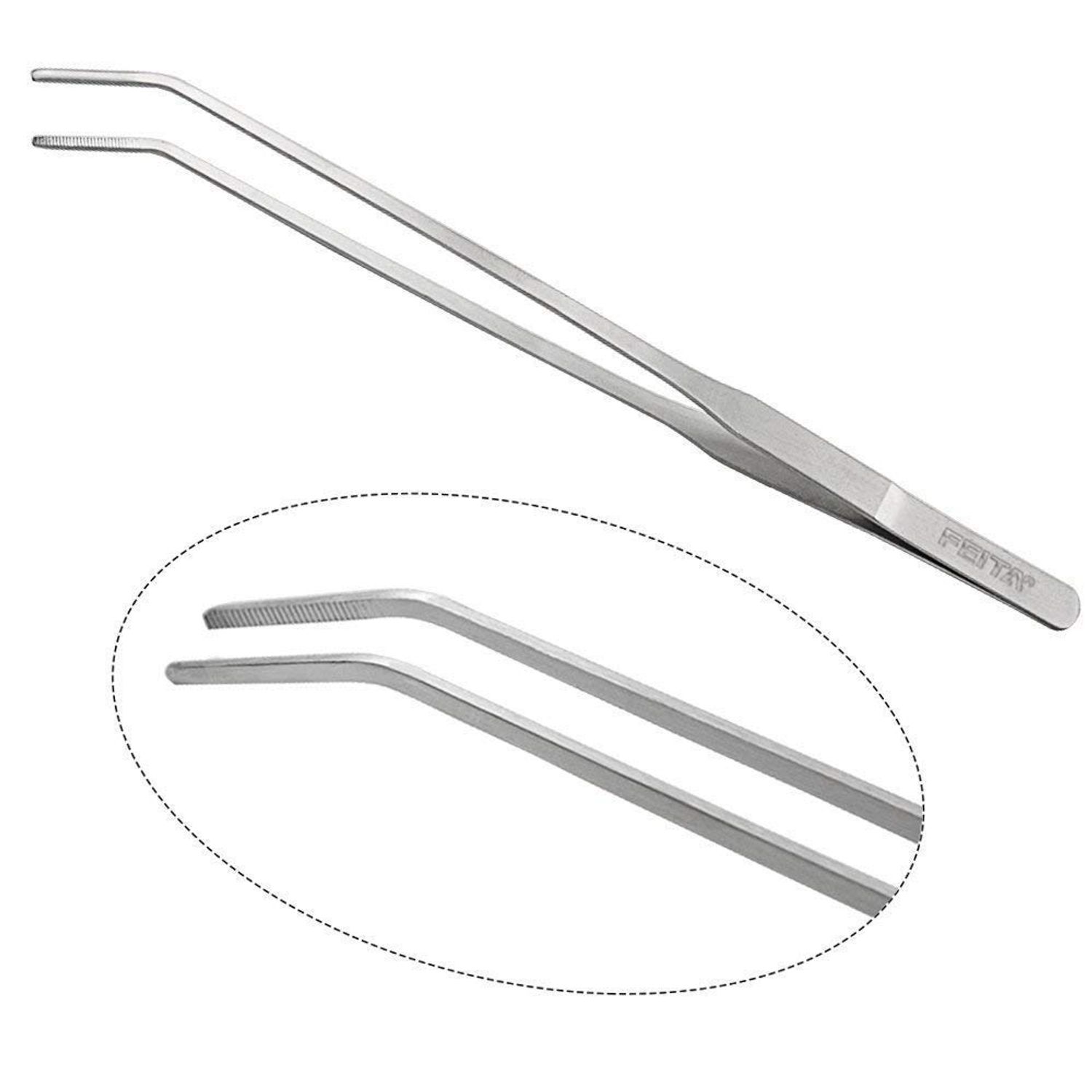 Aquarium Tweezer Set - FEITA Long Stainless Steel Curved & Straight Aquarium Feeding Tweezers Scissors Maintenance Tools Kit (3 Pcs)
