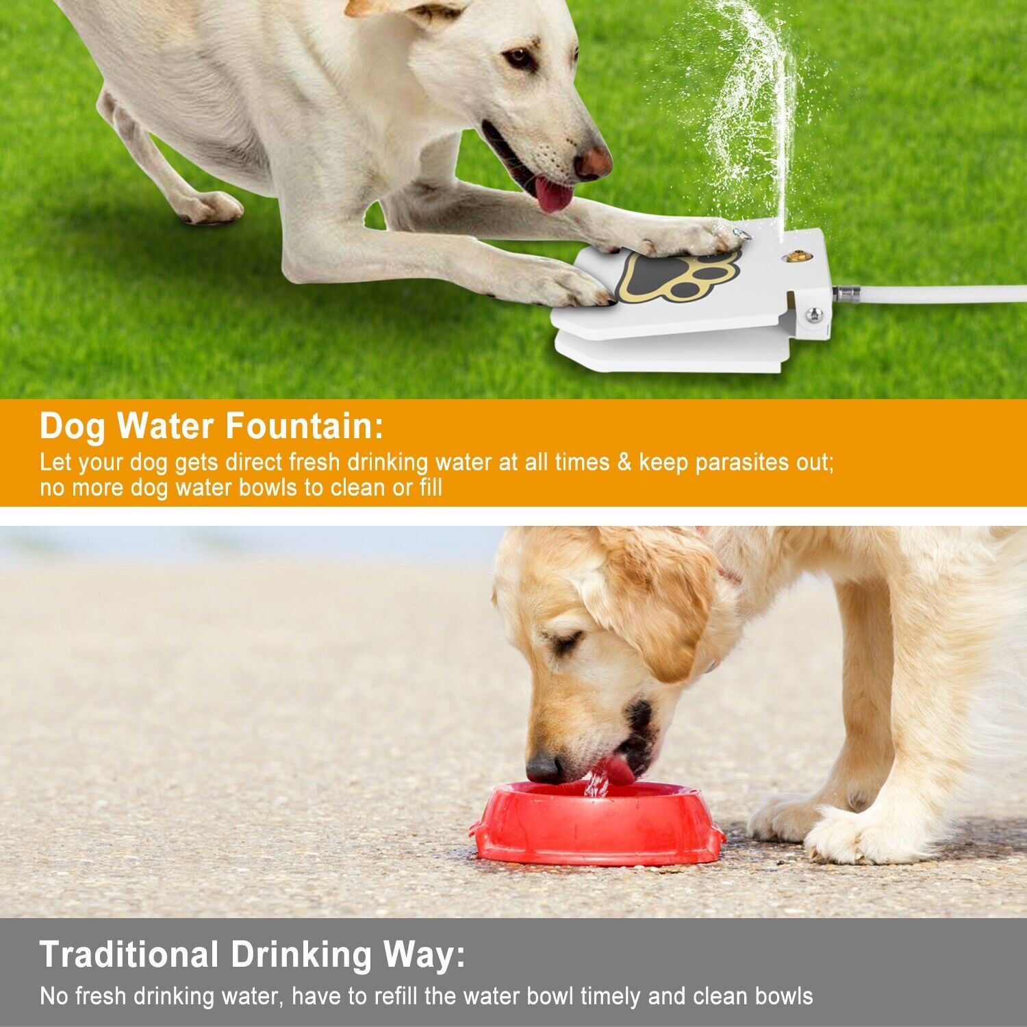 Dog Water Fountain Step-on Activated Sprinkler Toy for Drinking Fresh Water