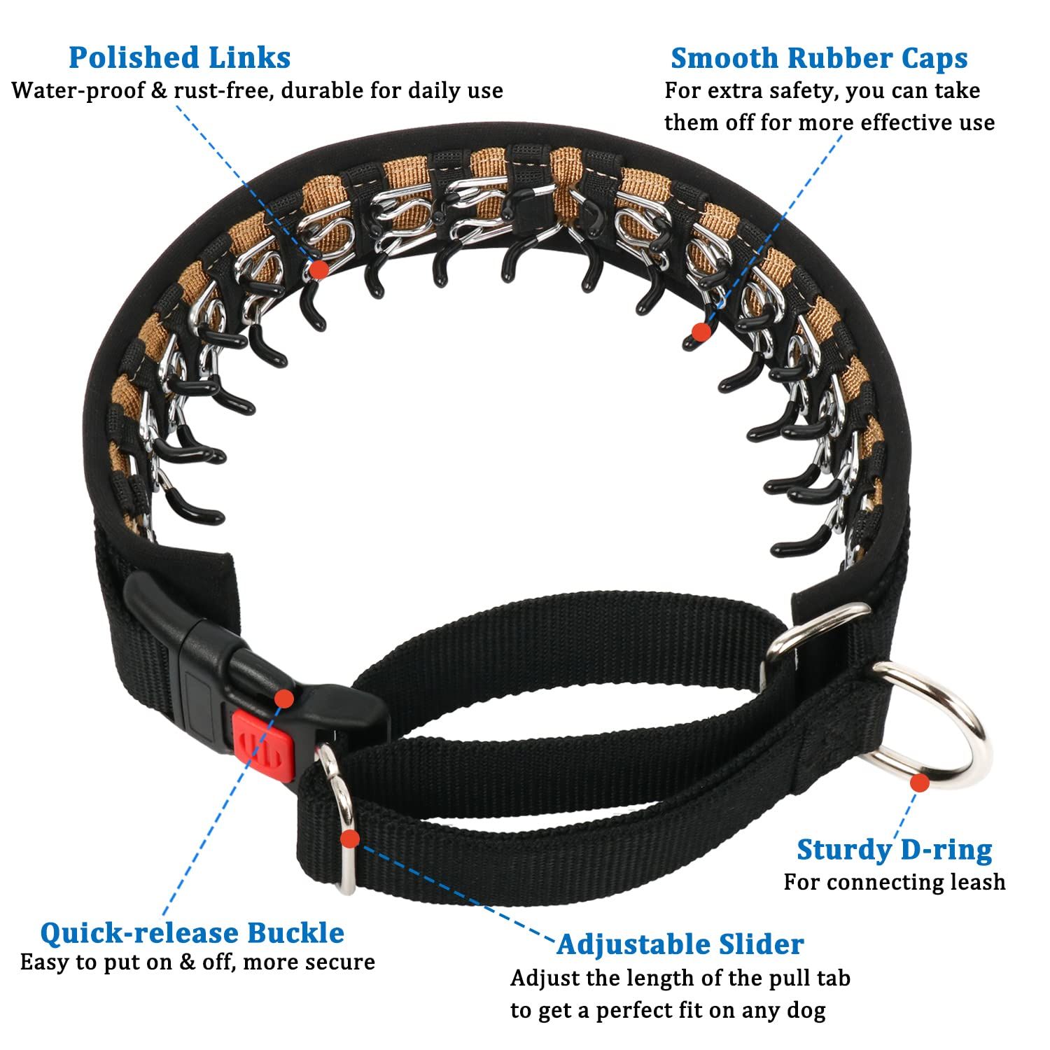 Martingale Collar for Dogs, No Pull Dog Collar for Small Medium Large Dogs, Dog Walking Collar for Pulling, Anti Pull Dog Martingale Training Collars with Buckle (L, Black)